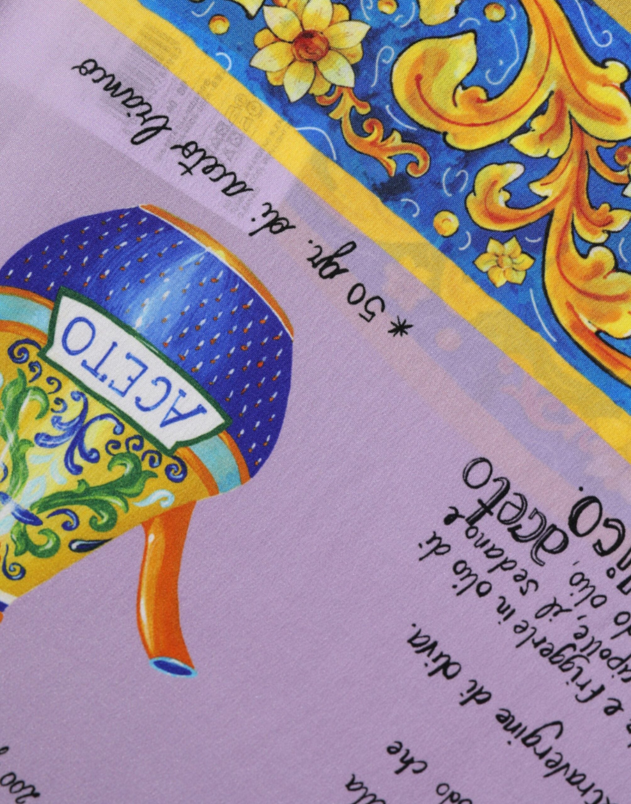 Потник Dolce &amp; Gabbana Purple Silk Caponata Siciliana Print