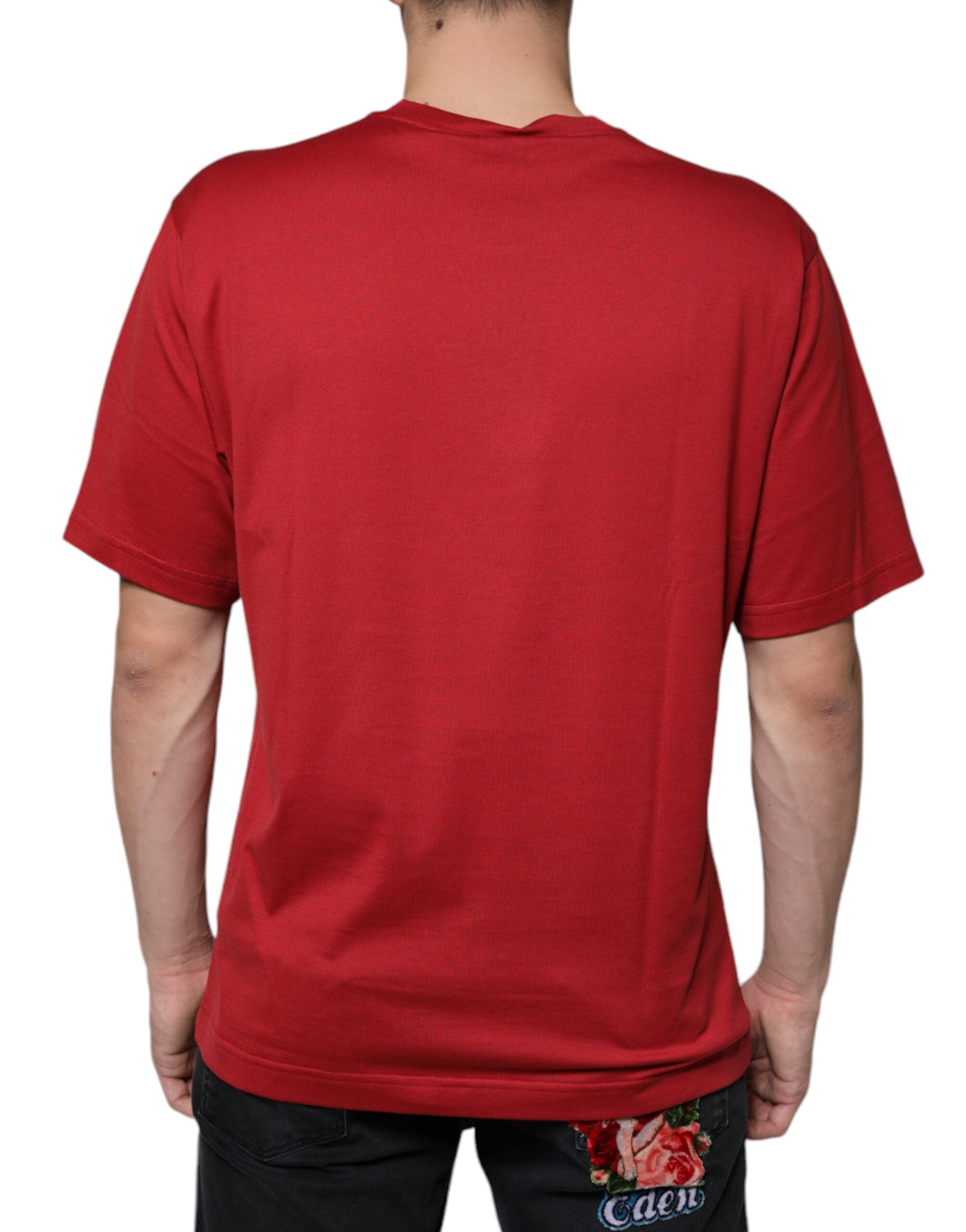 Dolce &amp; Gabbana Red Cotton DG тениска с принт с кръгло деколте