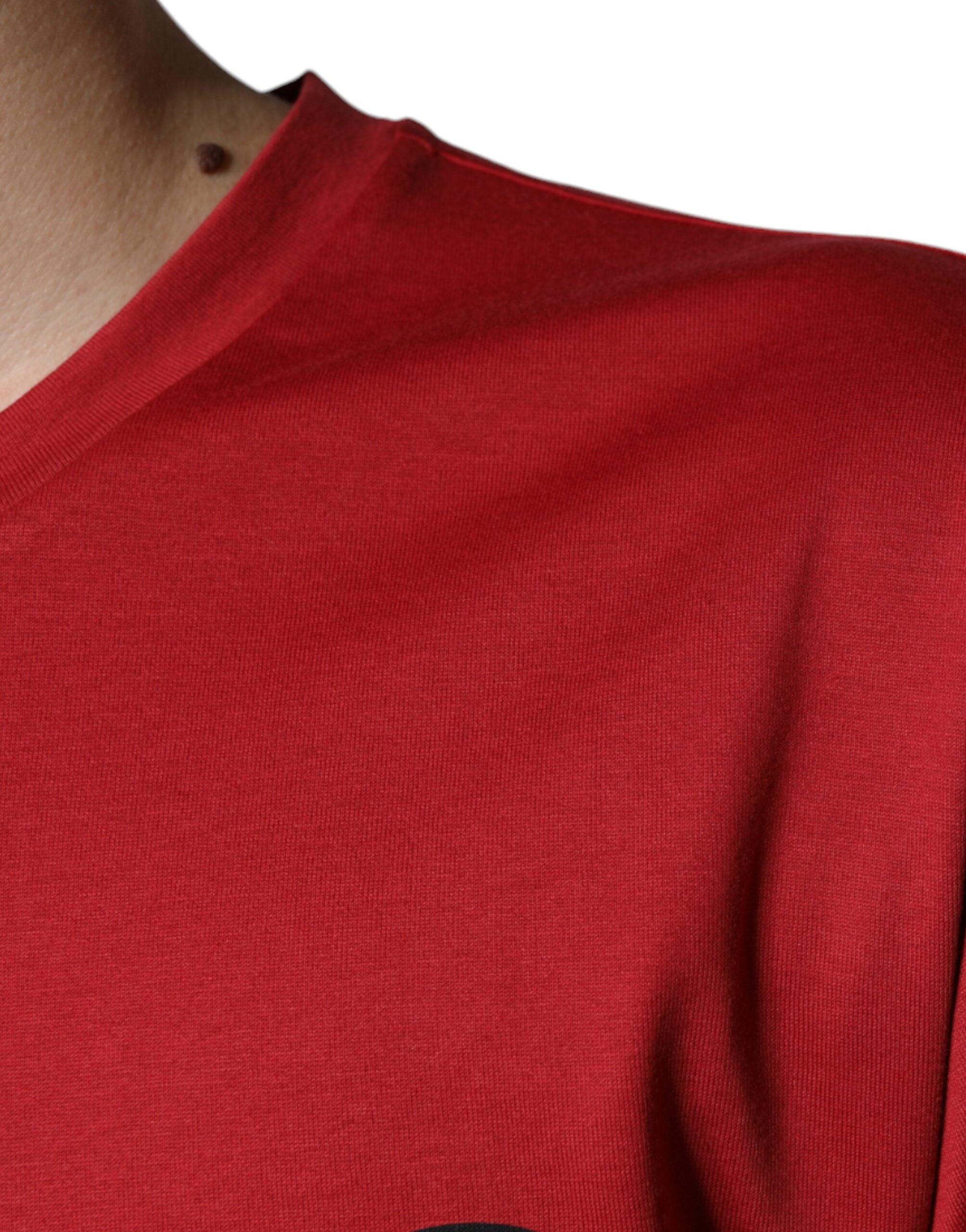 Dolce &amp; Gabbana Red Cotton DG тениска с принт с кръгло деколте
