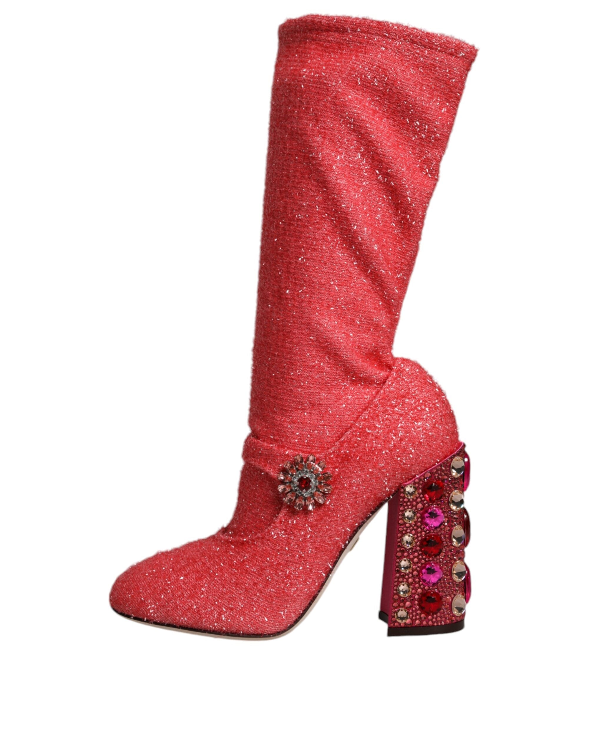 Обувки Dolce &amp; Gabbana Pink Crystal Lurex Fantasy High Boots