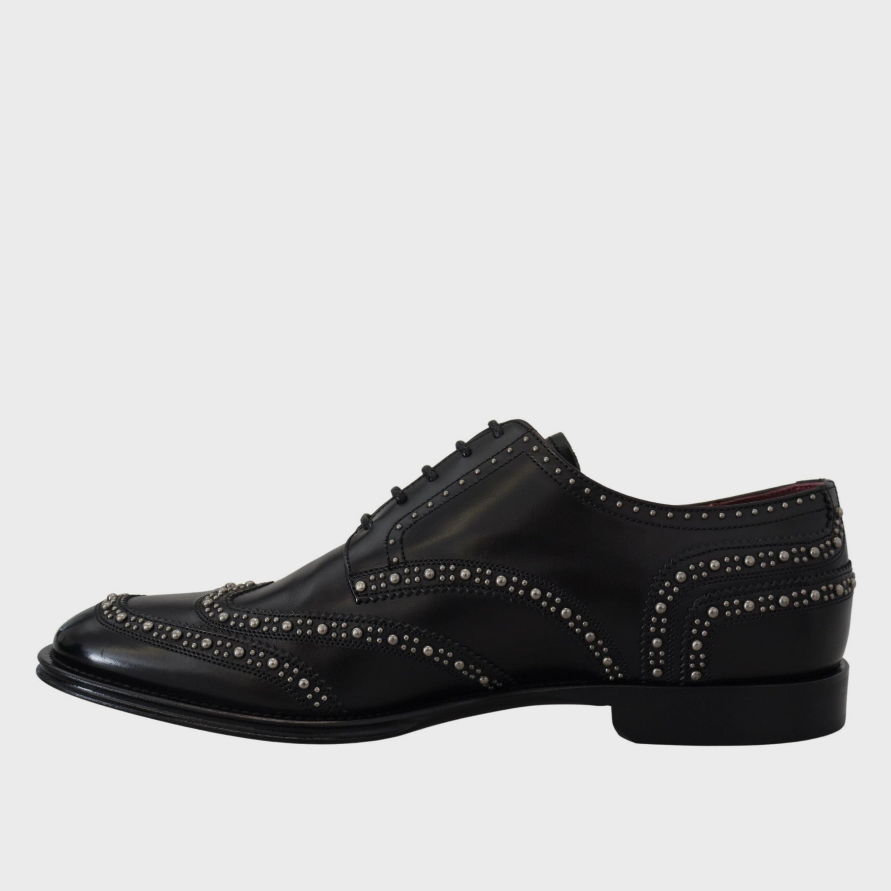 Мъжки луксозни официални черни кожени обувки Dolce & Gabbana Men’s Luxury Black Leather Studded Derby Shoes