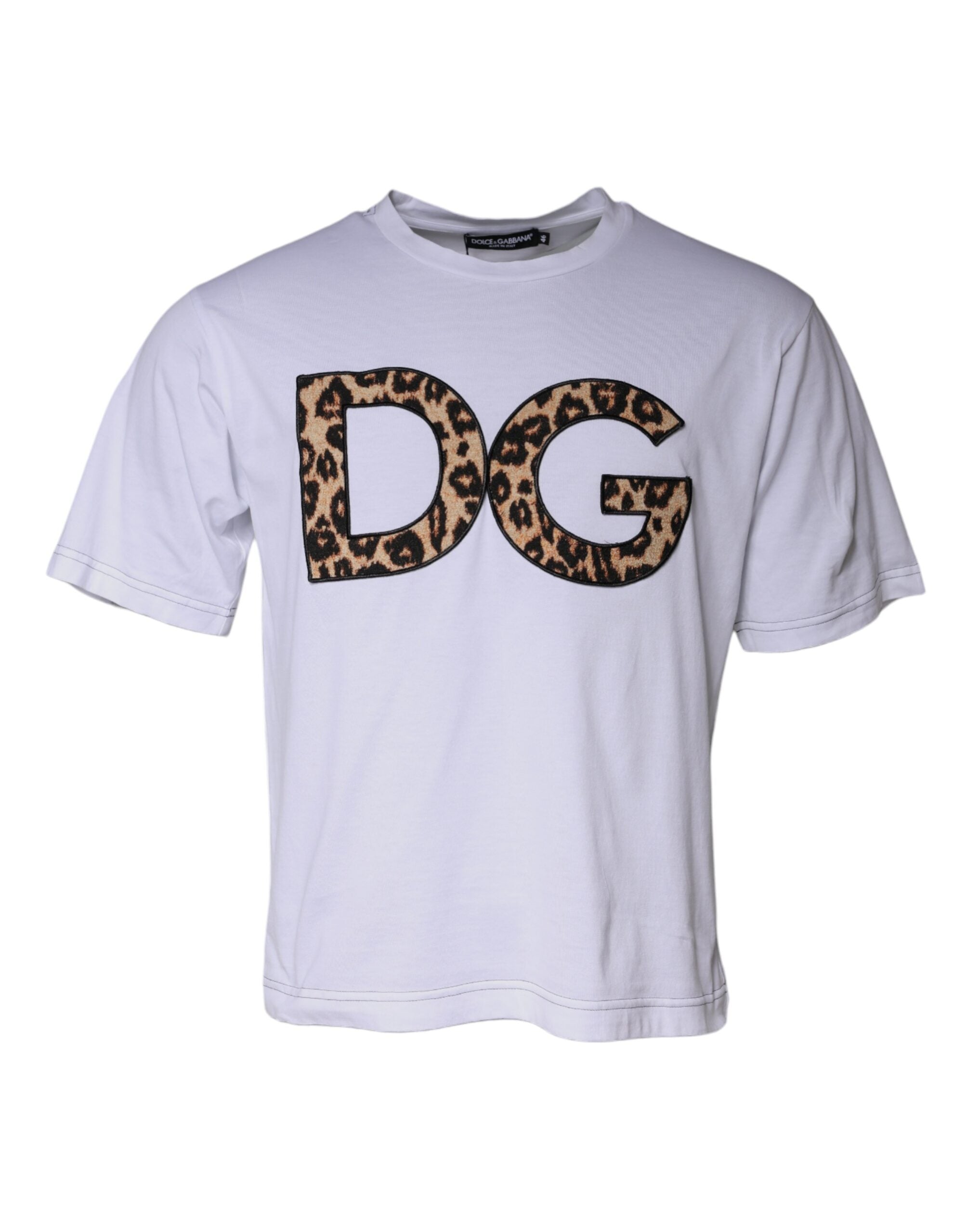 Dolce &amp; Gabbana Бяла памучна тениска с къси ръкави с лого DG