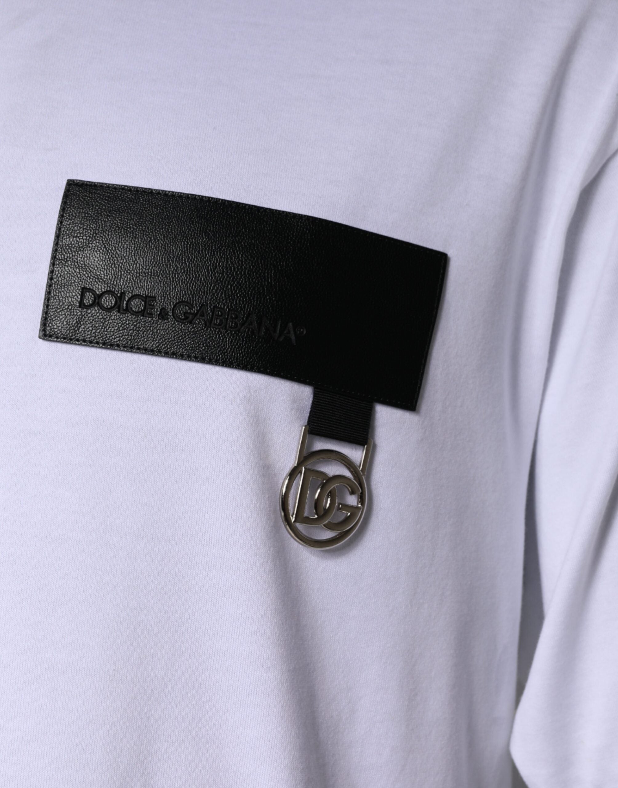 Памучна тениска с кръгло деколте в бяло лого на Dolce &amp; Gabbana