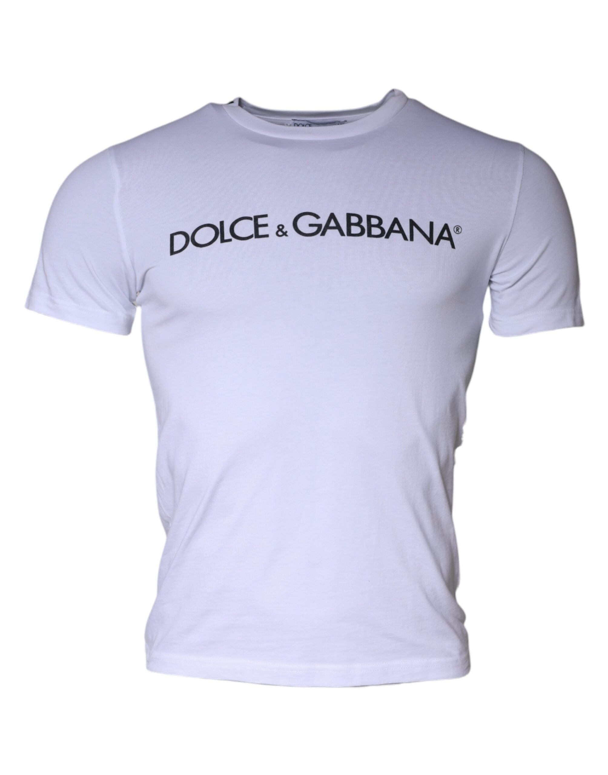 Памучна тениска с кръгло деколте с принт на бяло лого Dolce &amp; Gabbana