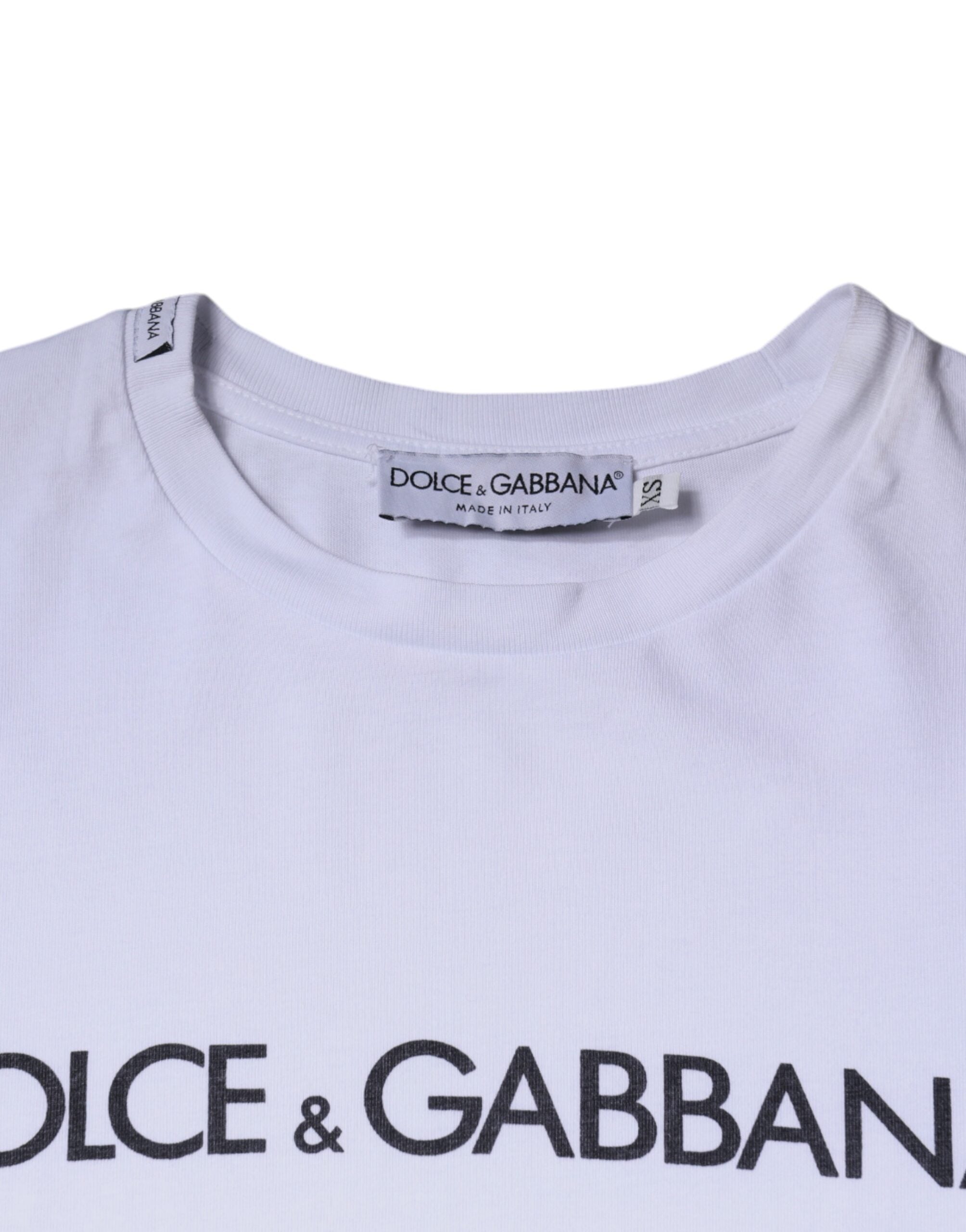 Памучна тениска с кръгло деколте с принт на бяло лого Dolce &amp; Gabbana