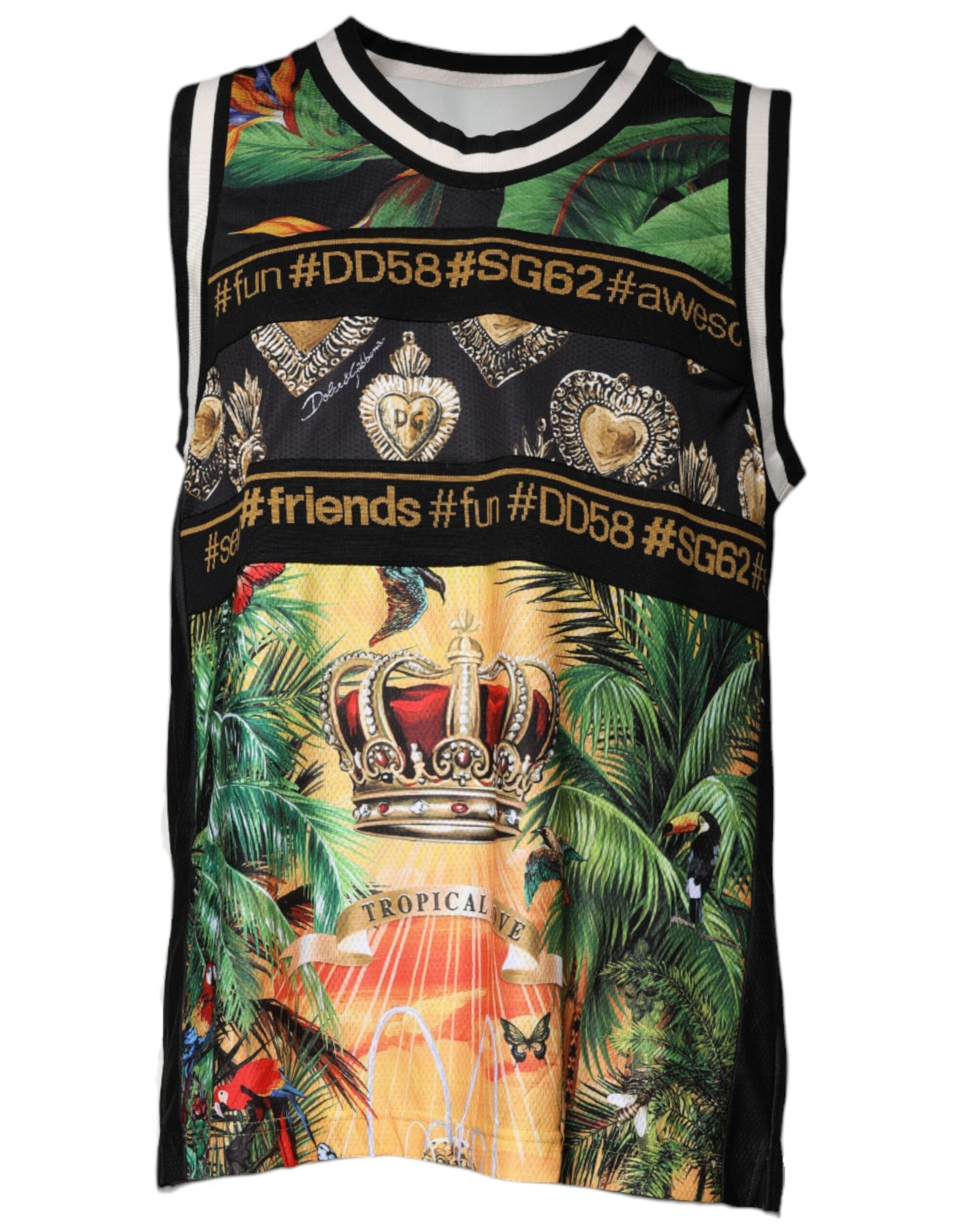 Многоцветна тропическа тениска без ръкави Dolce &amp; Gabbana