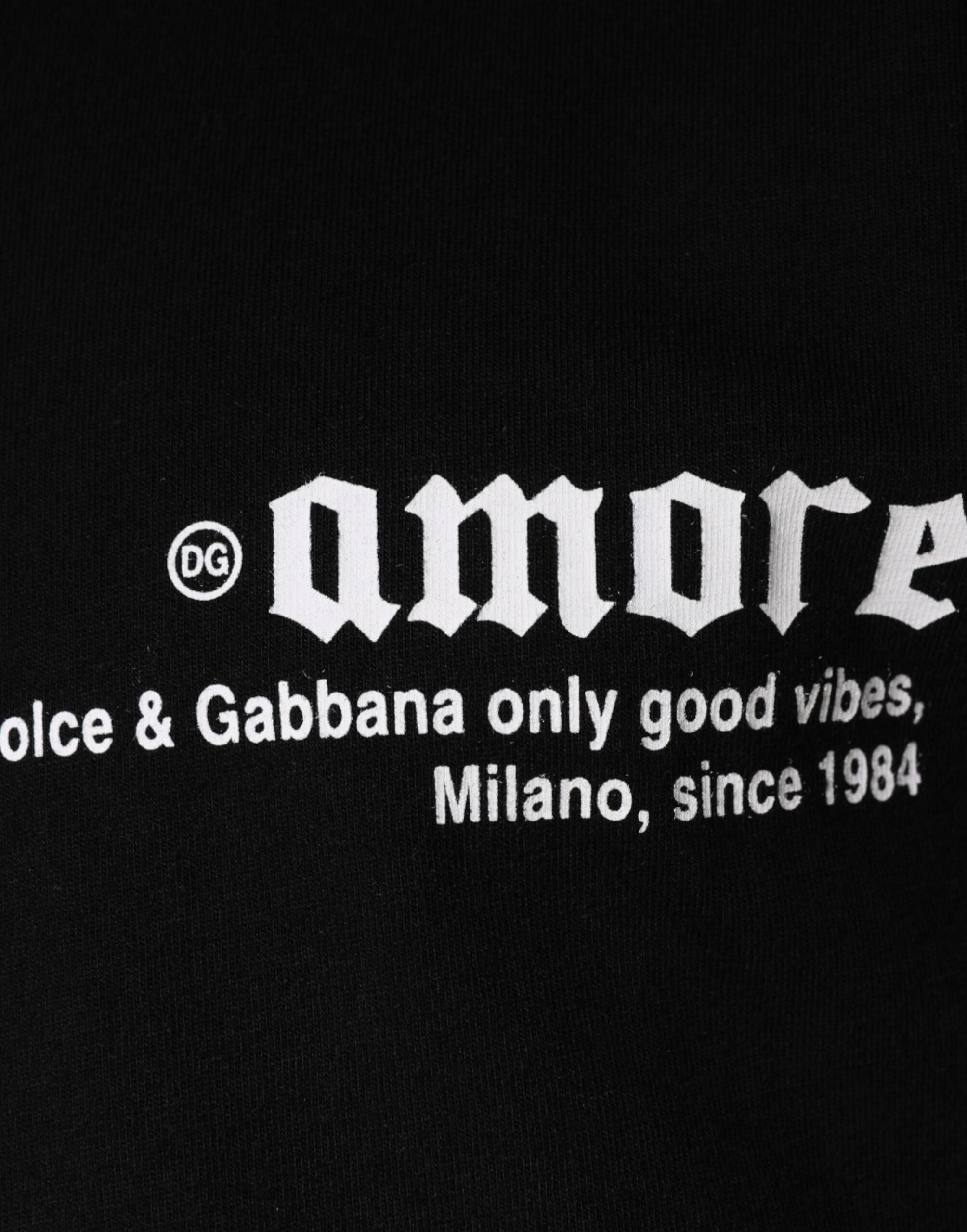 Памучна тениска с кръгло деколте с принт на Dolce &amp; Gabbana Black Amore