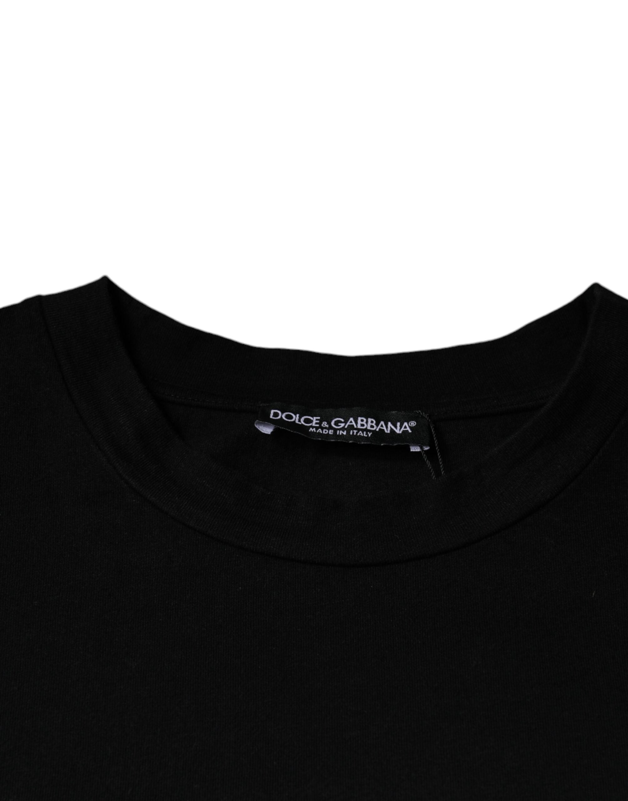 Памучна тениска с кръгло деколте с принт на Dolce &amp; Gabbana Black Amore