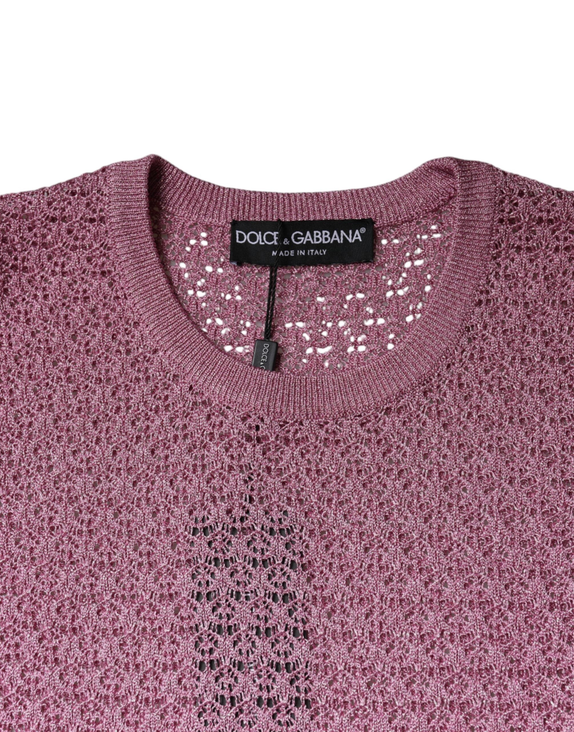 Dolce &amp; Gabbana Pink Mesh See Through Потник без ръкави