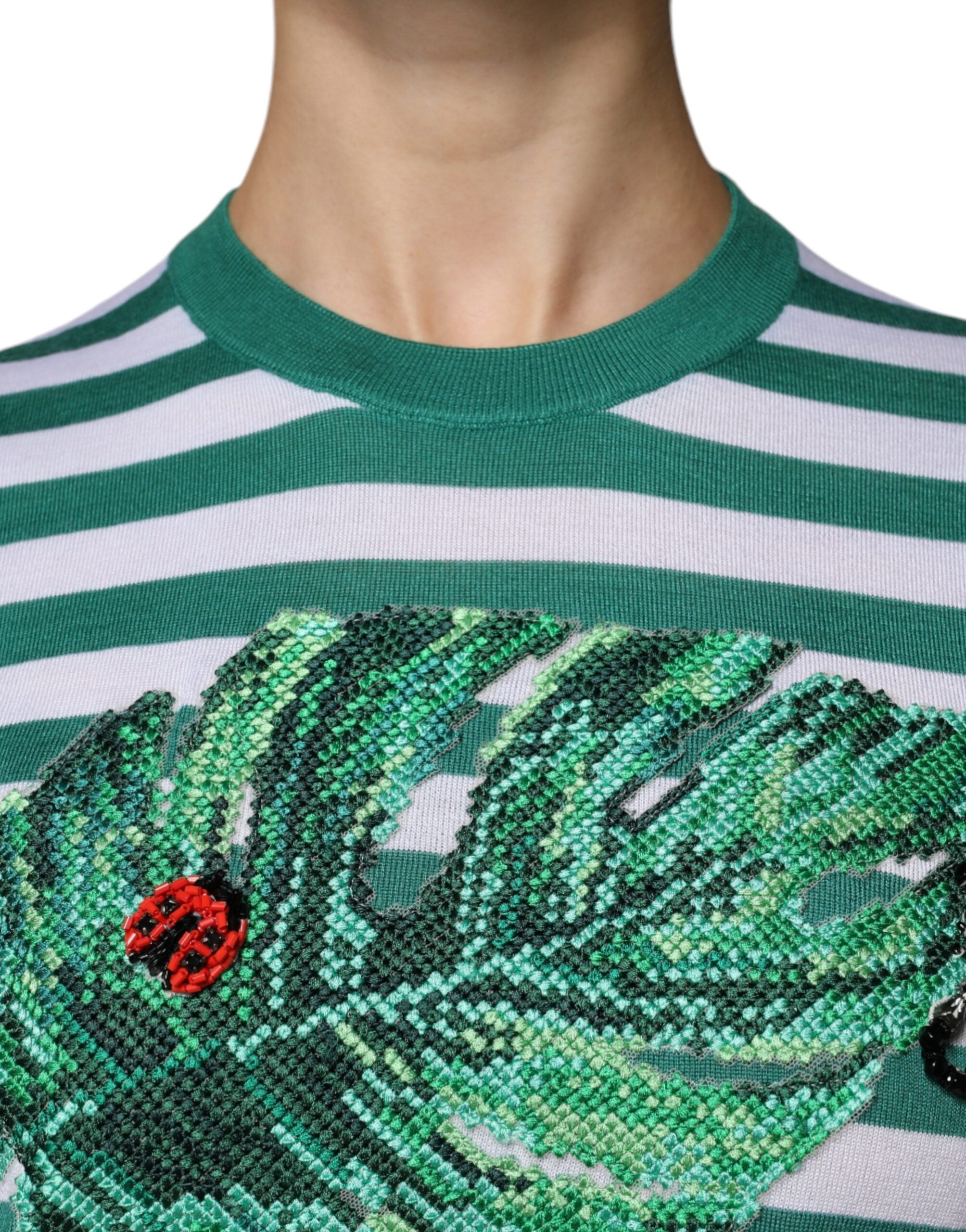 Тениска Dolce &amp; Gabbana с кръгло деколте в бяло и зелено райе