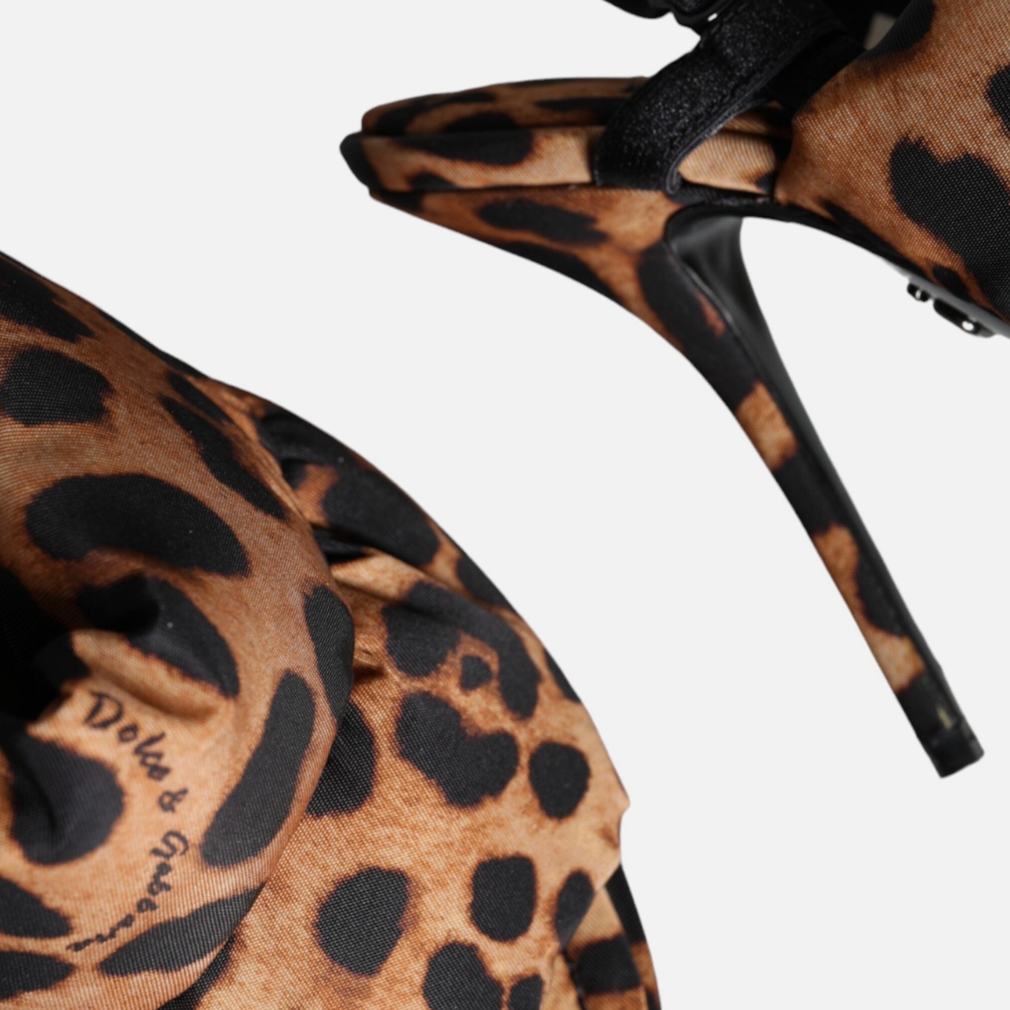 Дамски леопардови сандали на висок ток Dolce & Gabbana Quilted Leopard Print Nylon Sandals Heels