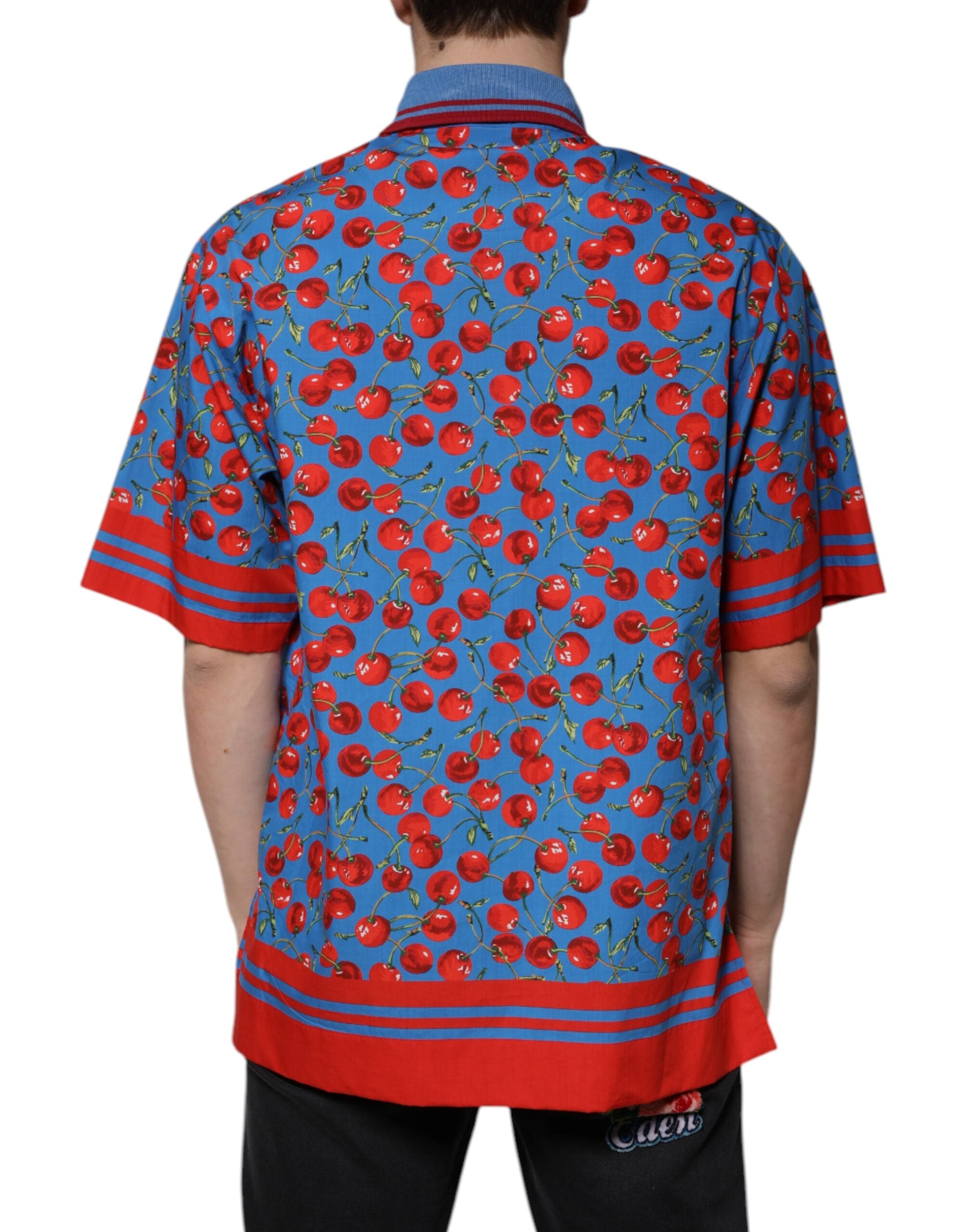 Мъжка поло тениска Dolce &amp; Gabbana Blue Cherry с памучна яка