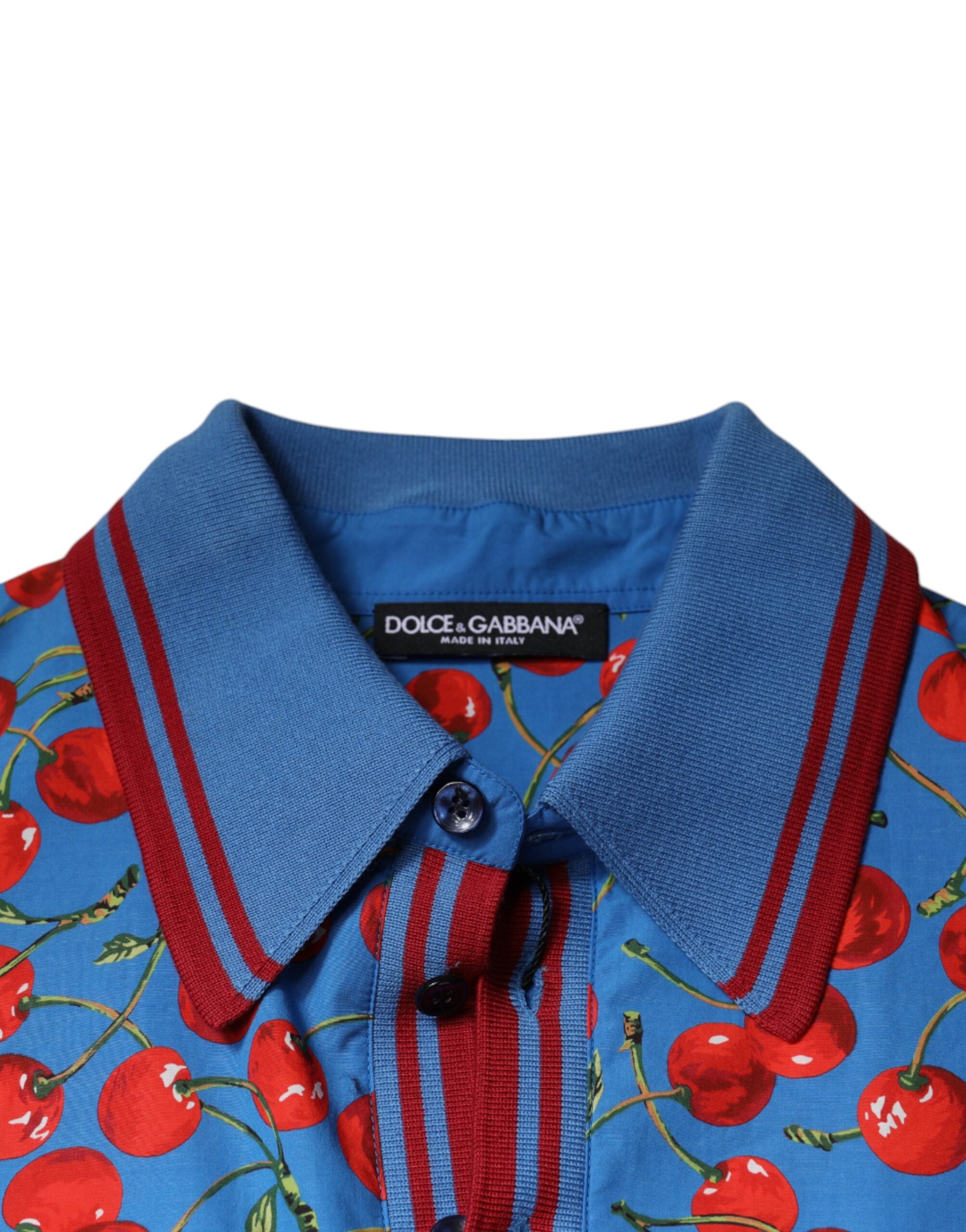 Мъжка поло тениска Dolce &amp; Gabbana Blue Cherry с памучна яка