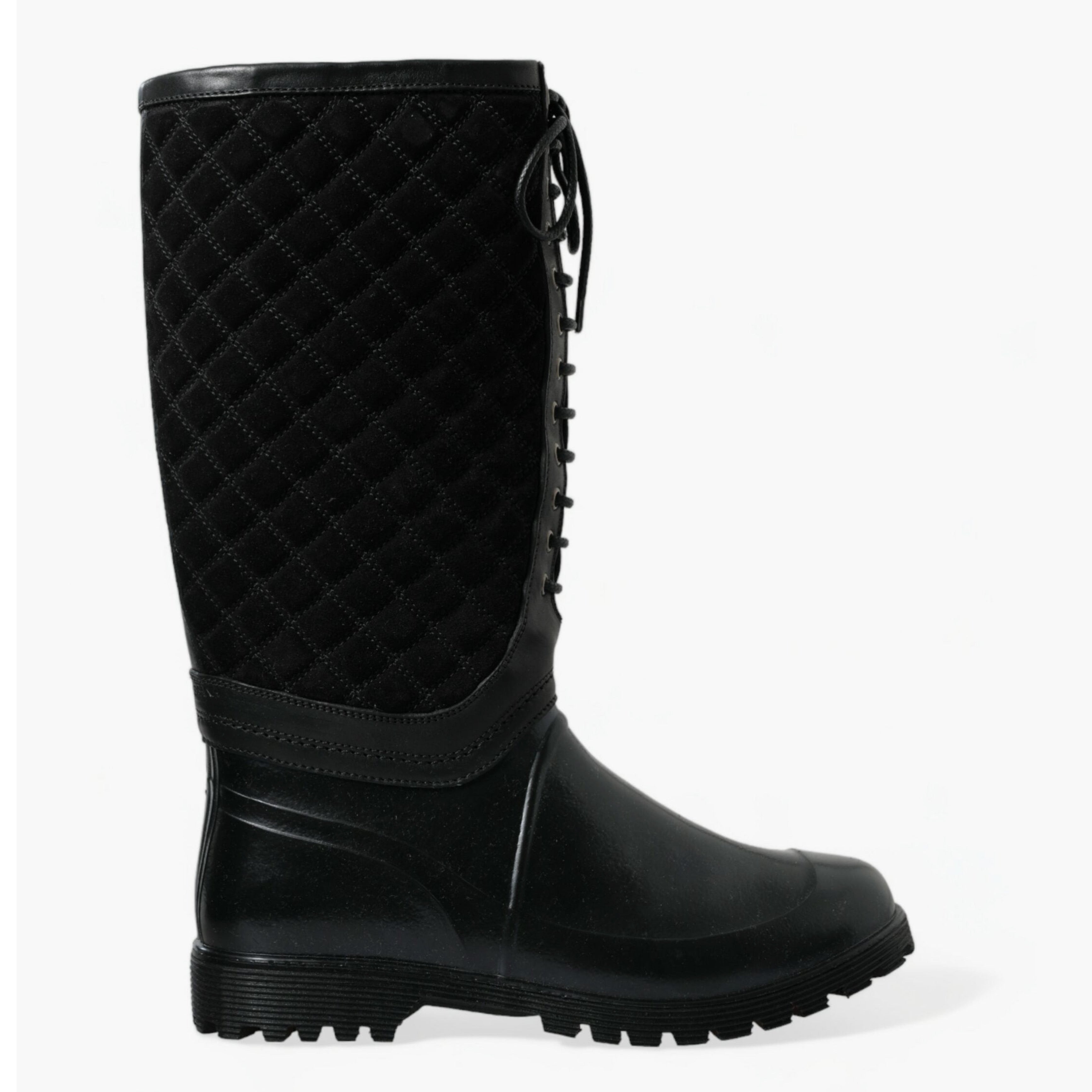 Мъжки луксозни ботуши за дъжд в черно с връзки DOLCE & GABBANA
Men’s Luxury Black Quilted Lace-up Rain Boots