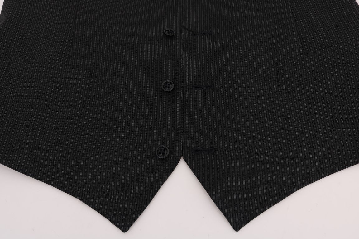 Dolce &amp; Gabbana Елегантна жилетка от смесена вълна на сиви райета