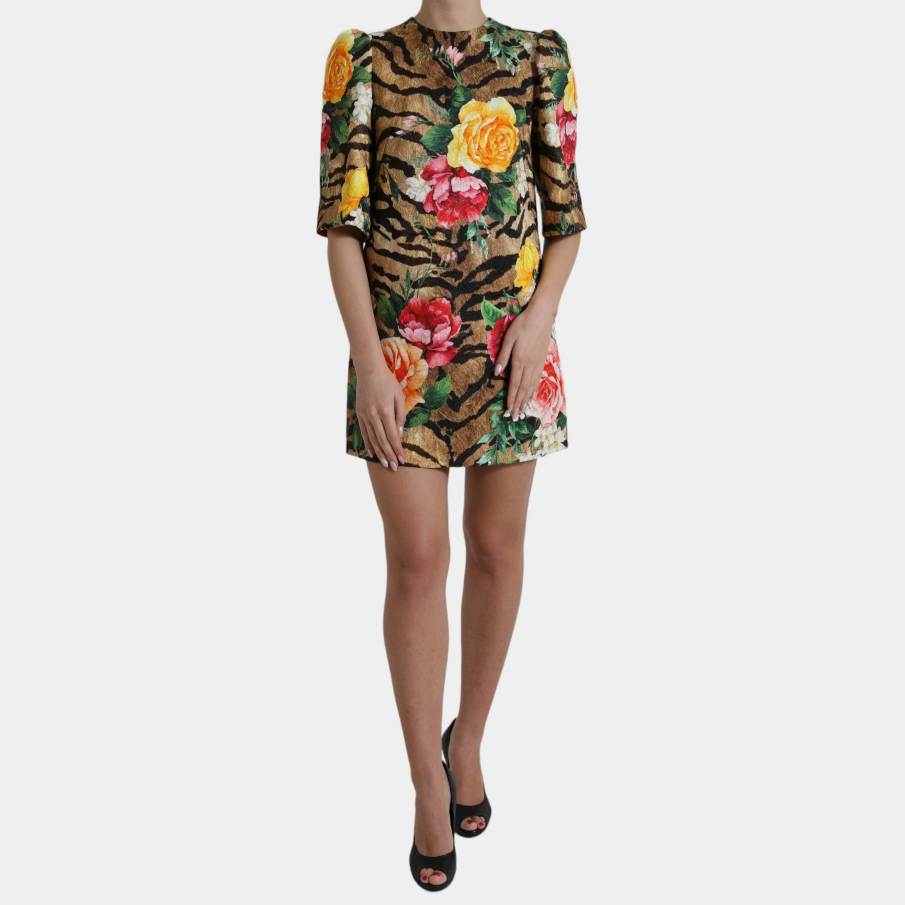 Мини рокля с щампа с животни и цветя Dolce &amp; Gabbana