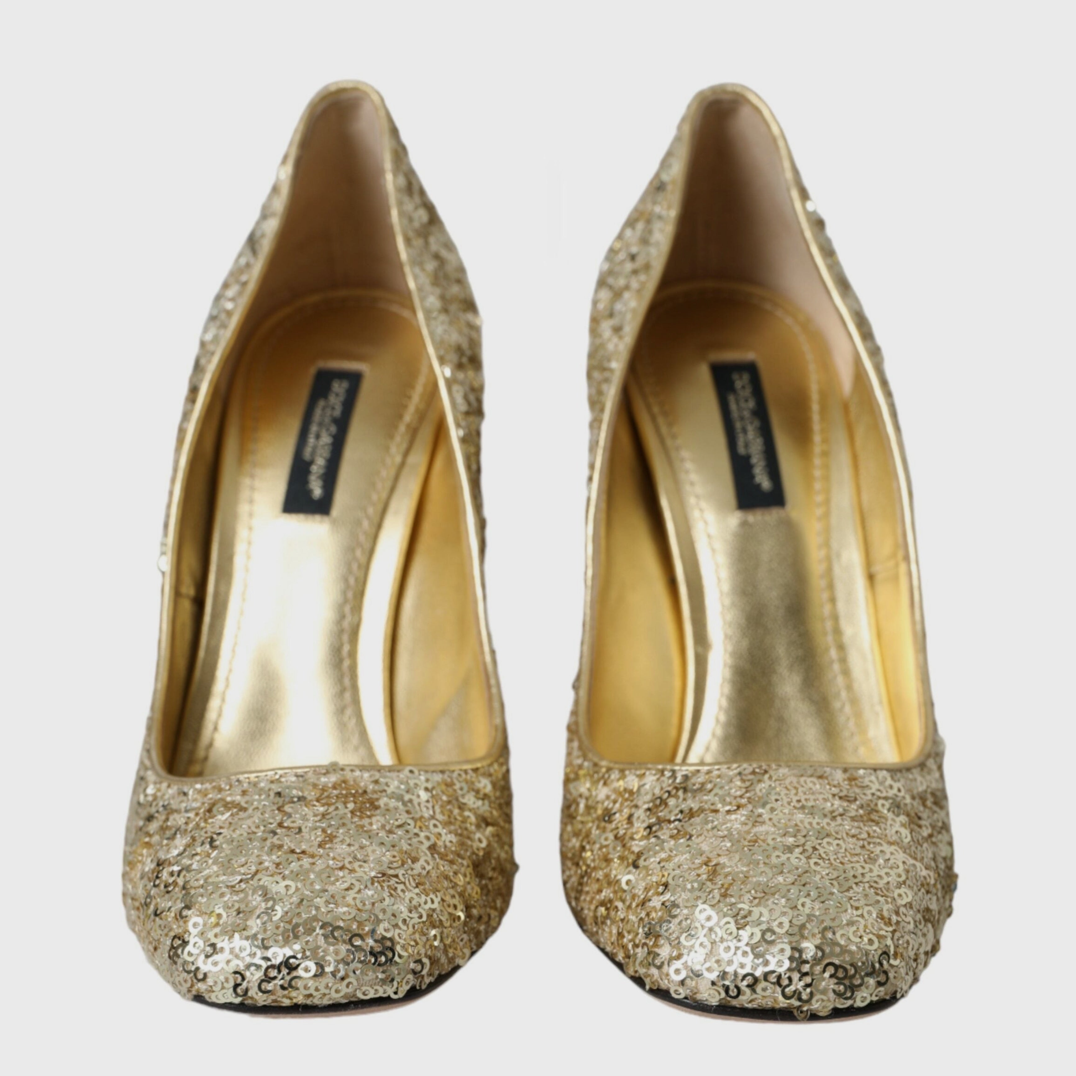 Dolce & Gabbana Gold Sequin Crystal Heels Pumps