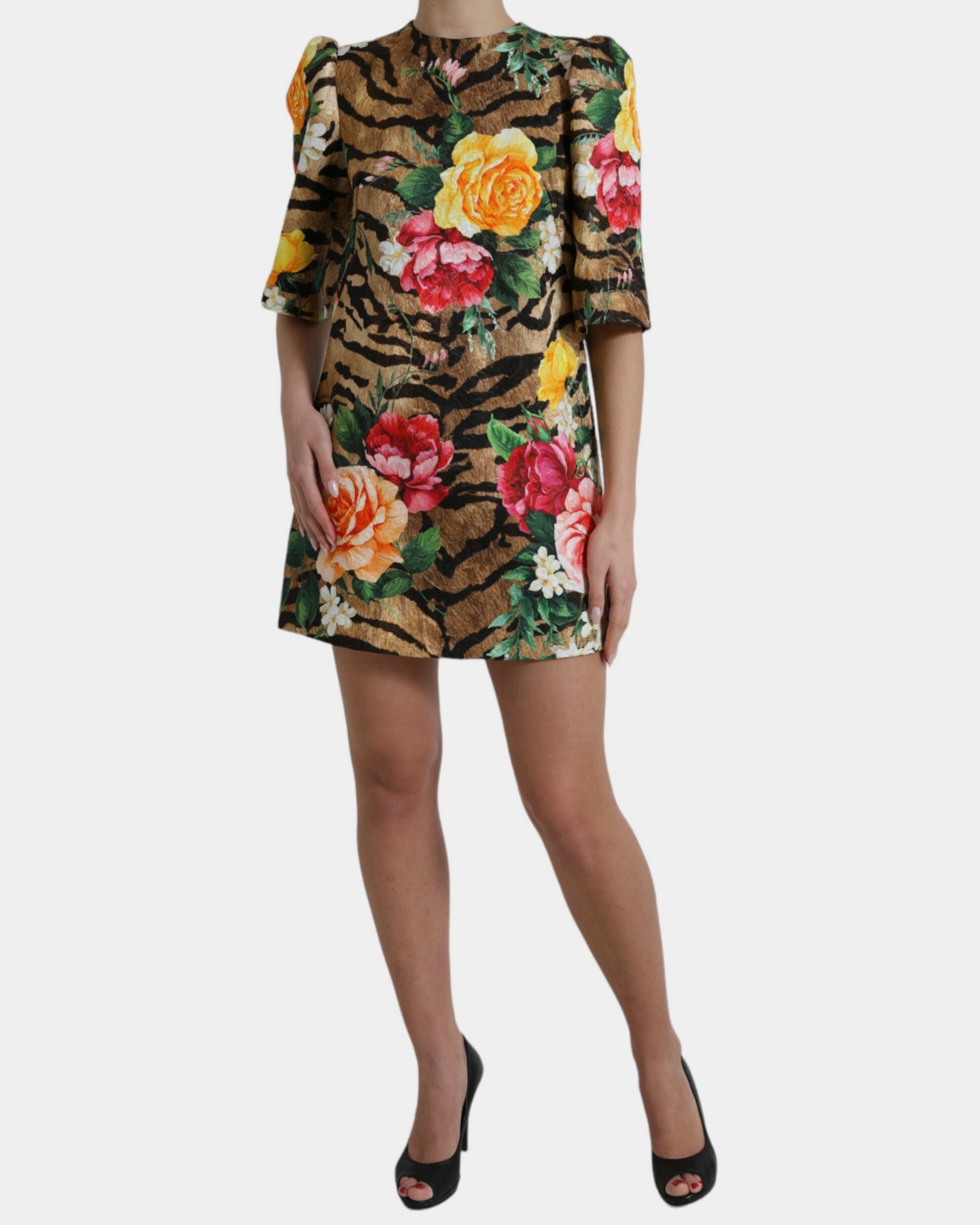 Мини рокля с щампа с животни и цветя Dolce &amp; Gabbana