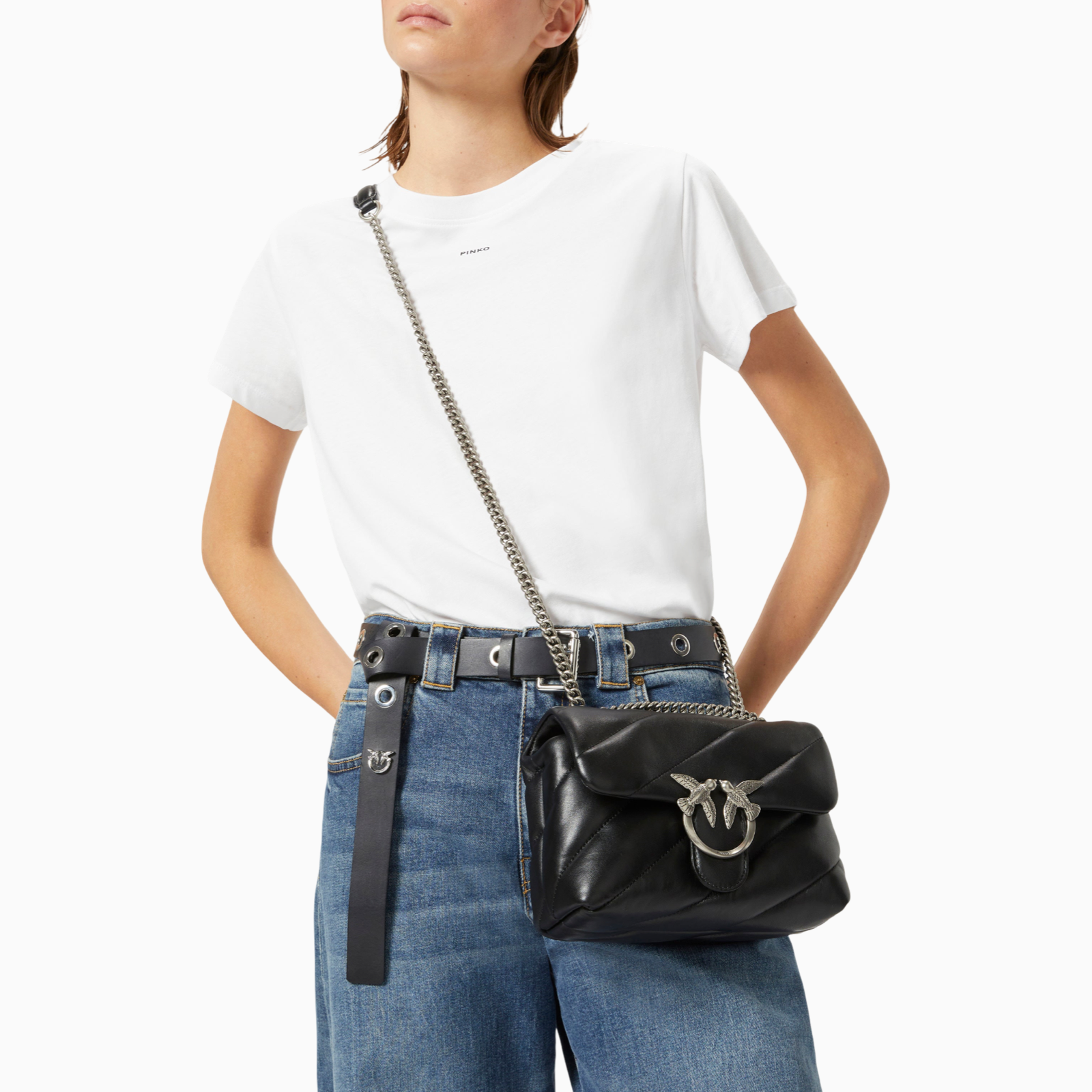 Дамска чанта Pinko Love Mini Puff Maxi Quilt Shoulder Bag 100039 A0F2 Z99O Model View