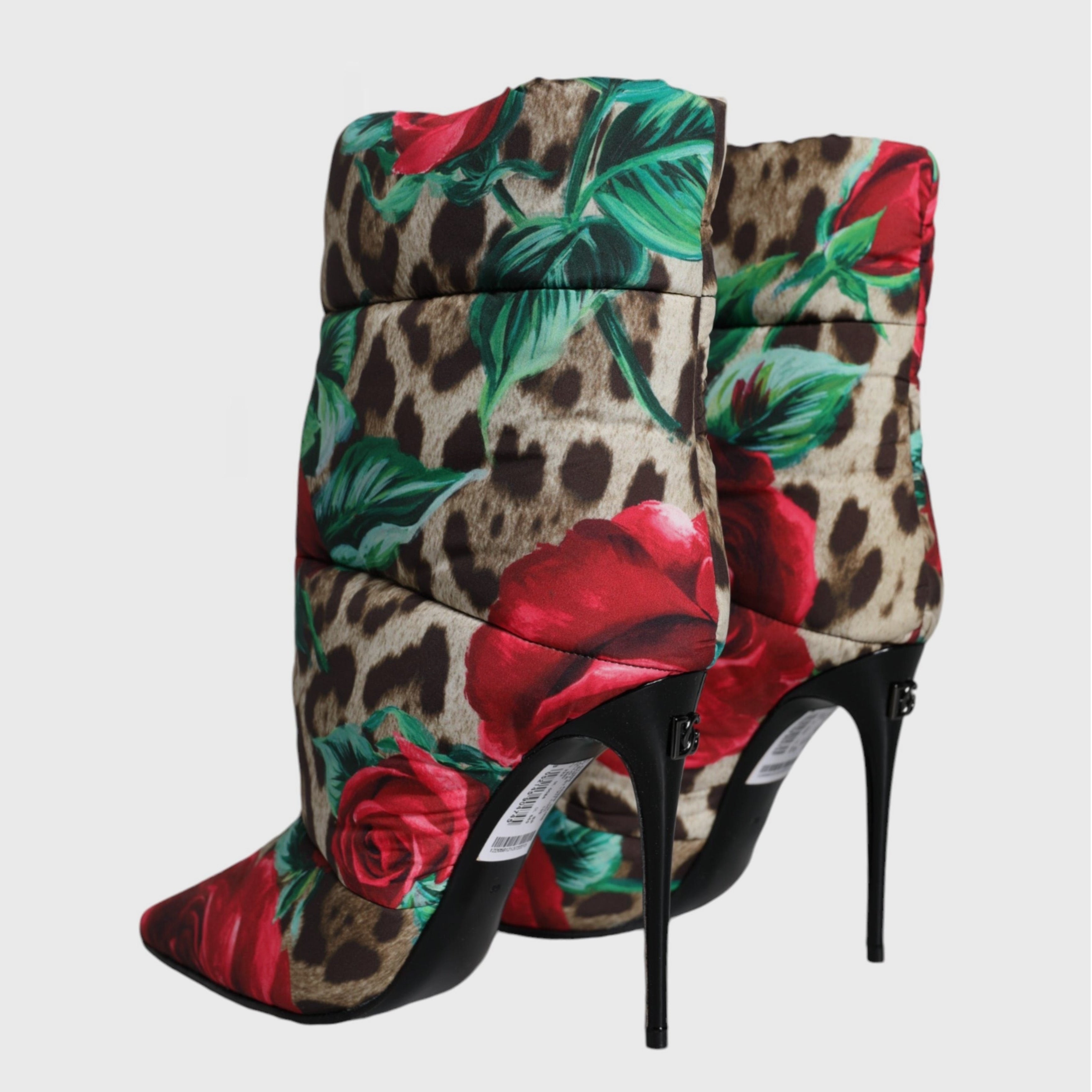 Дамски боти на висок ток с принт на леопард и рози DOLCE & GABBANA
Women’s Luxury Leopard and Roses Ankle Boots