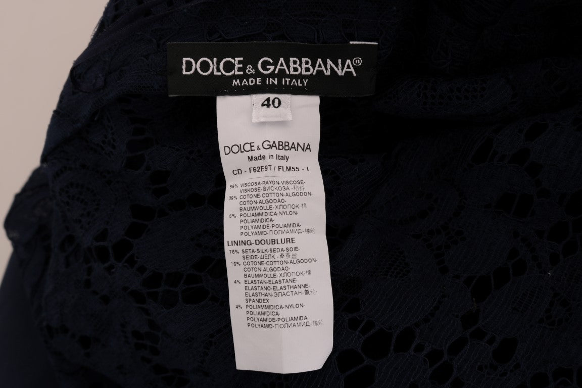 Dolce &amp; Gabbana Елегантна флорална дантелена рокля с А-силует