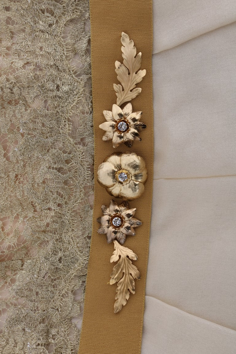 Dolce &amp; Gabbana Елегантна украсена копринена рокля от дантела и органза