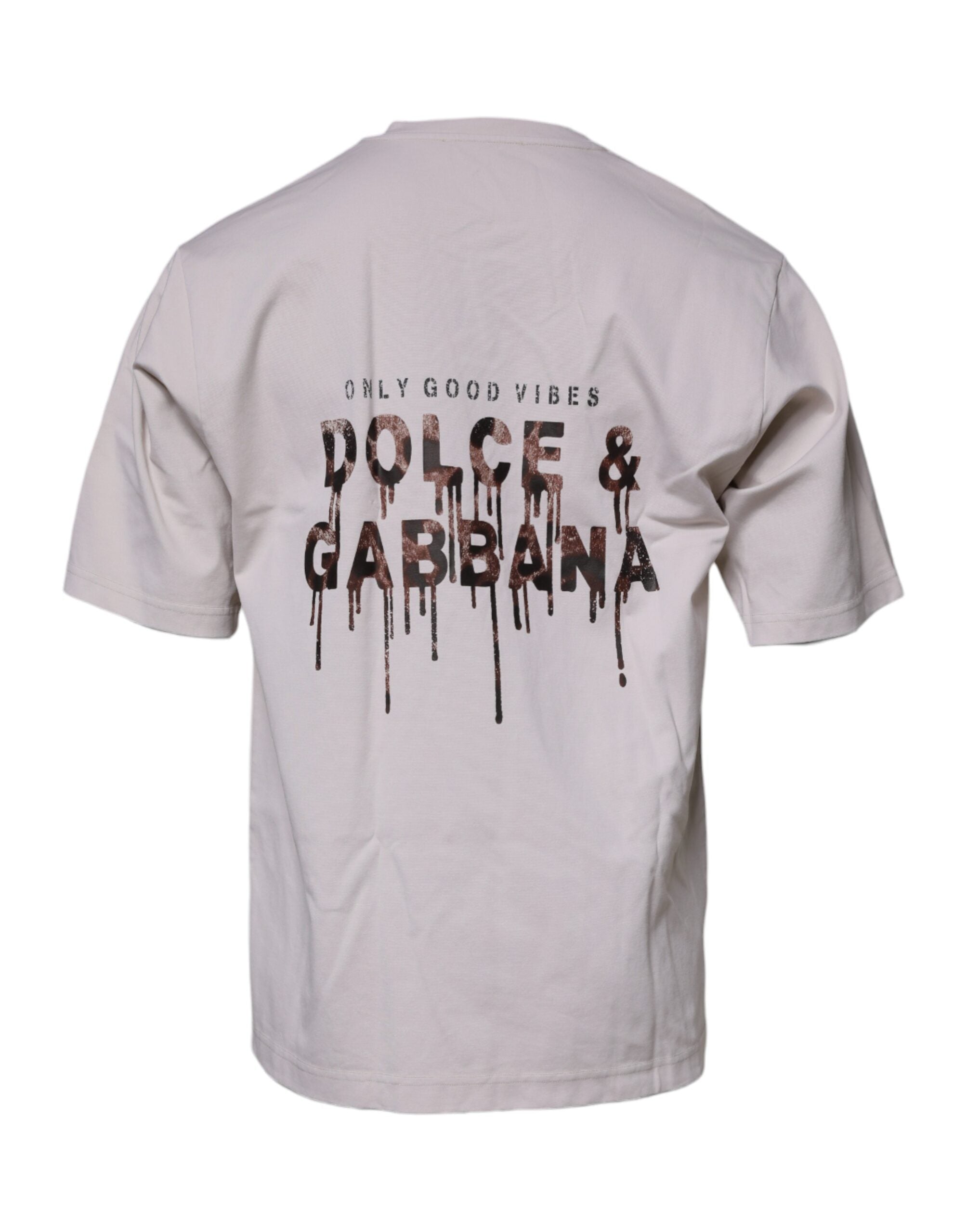 Тениска Dolce &amp; Gabbana Beige DG с кръгло деколте и къси ръкави