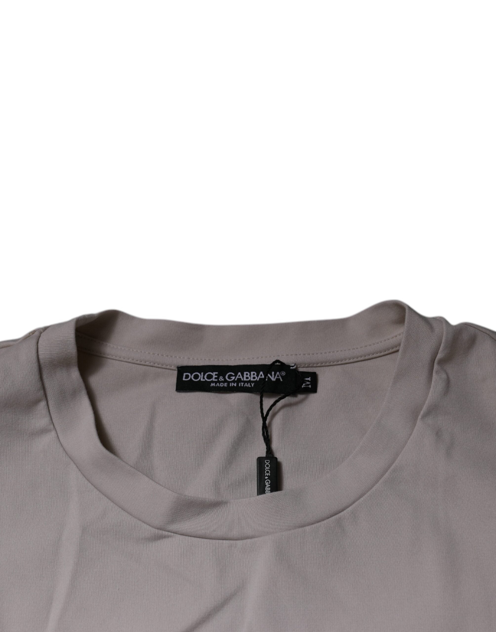 Тениска Dolce &amp; Gabbana Beige DG с кръгло деколте и къси ръкави
