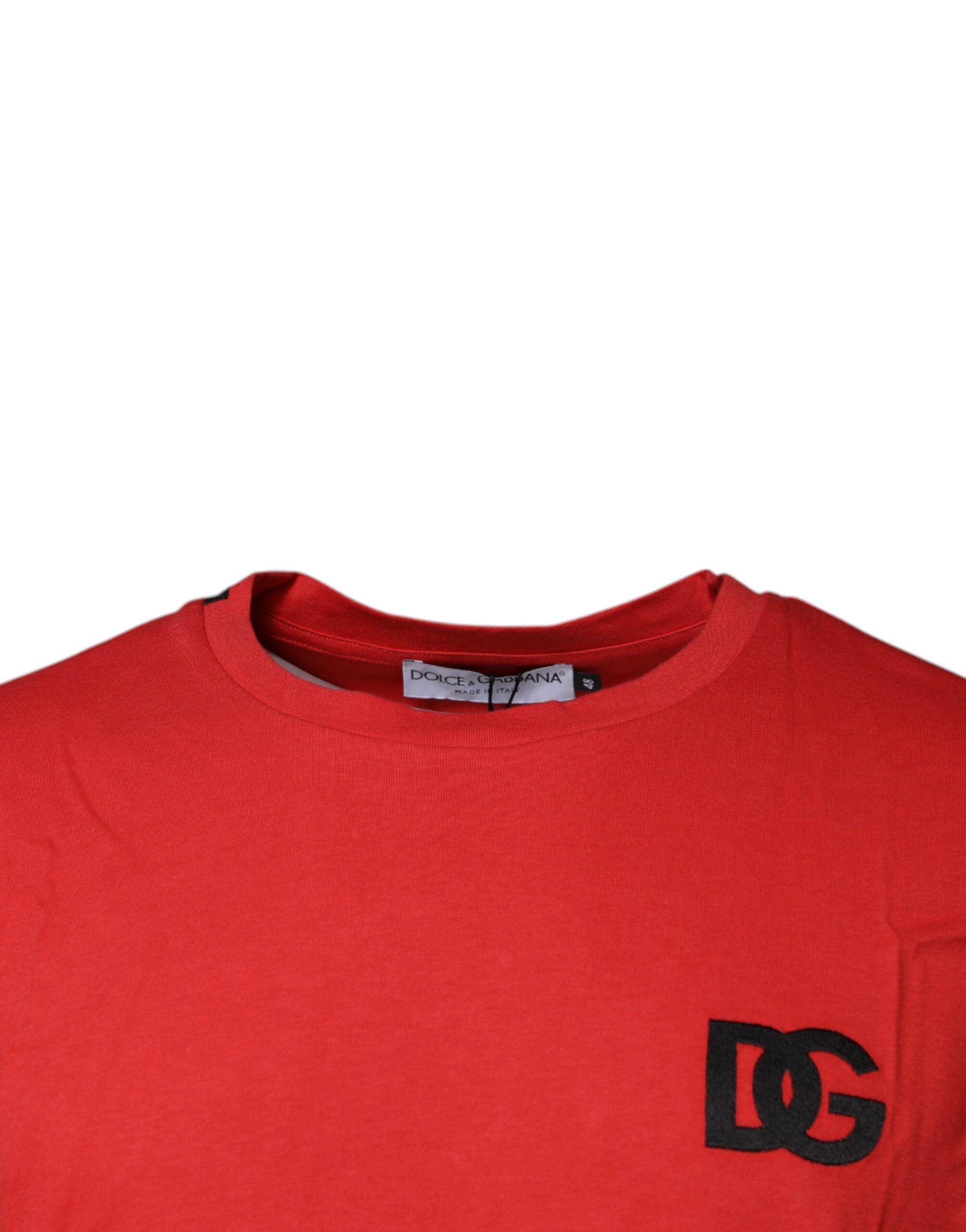 Памучна тениска с кръгла яка Dolce &amp; Gabbana Red DG Logo
