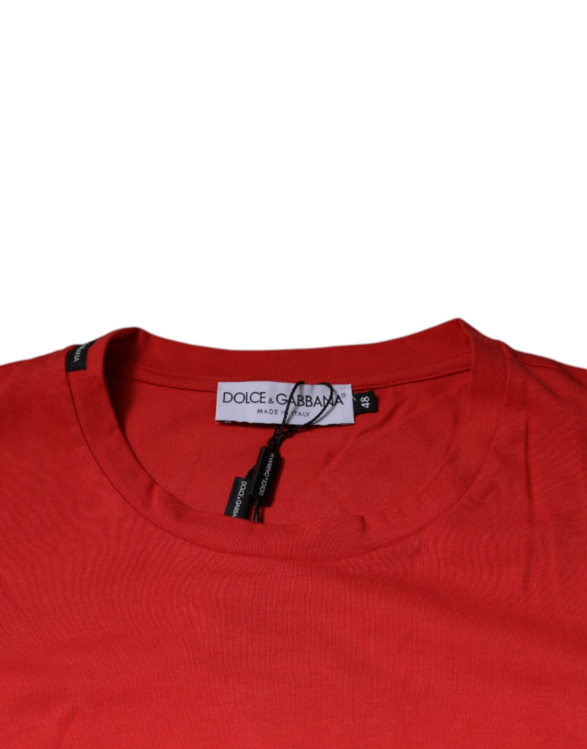 Памучна тениска с кръгла яка Dolce &amp; Gabbana Red DG Logo