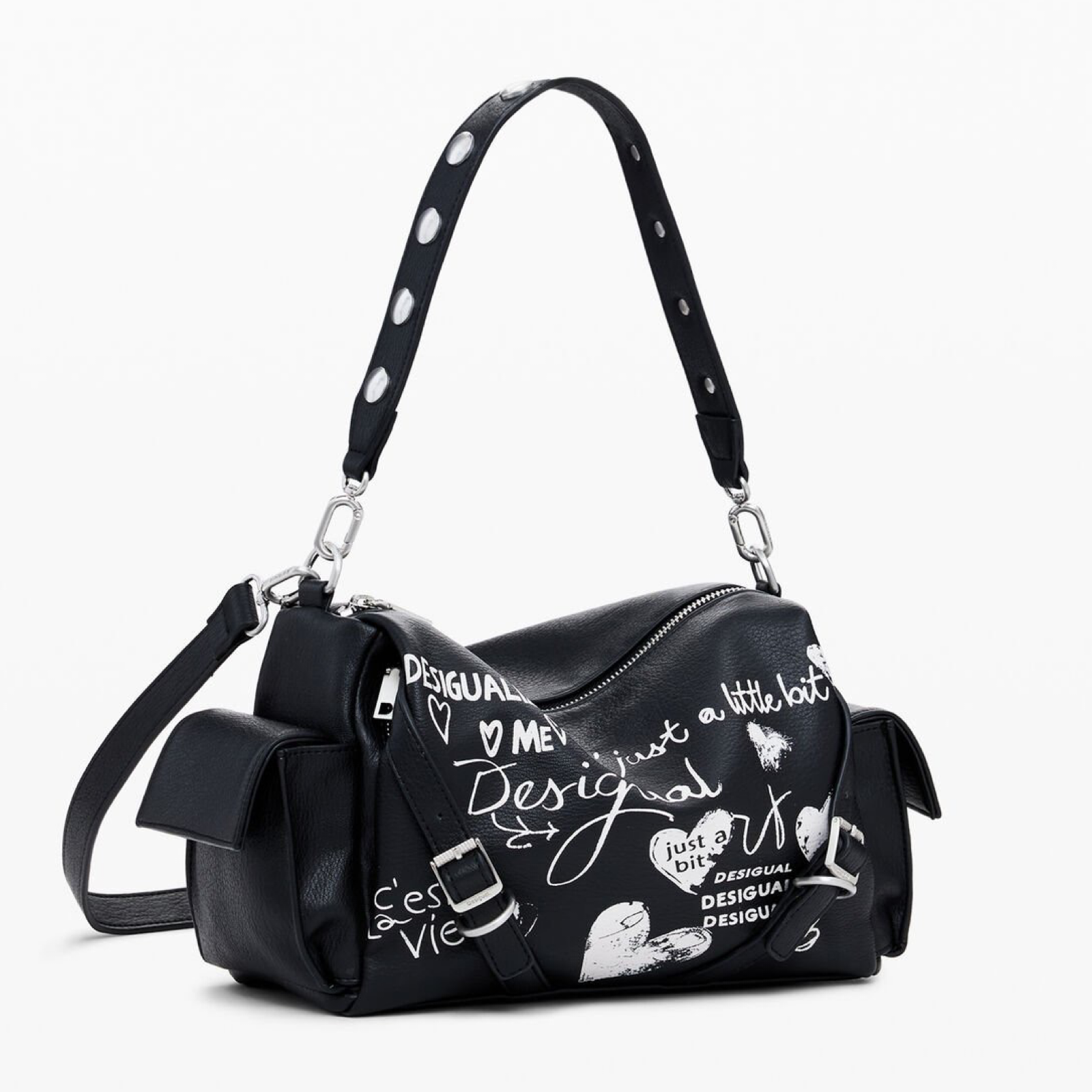 Дамска черна чанта Desigual Women Handbag 25WAXPA6 Side View