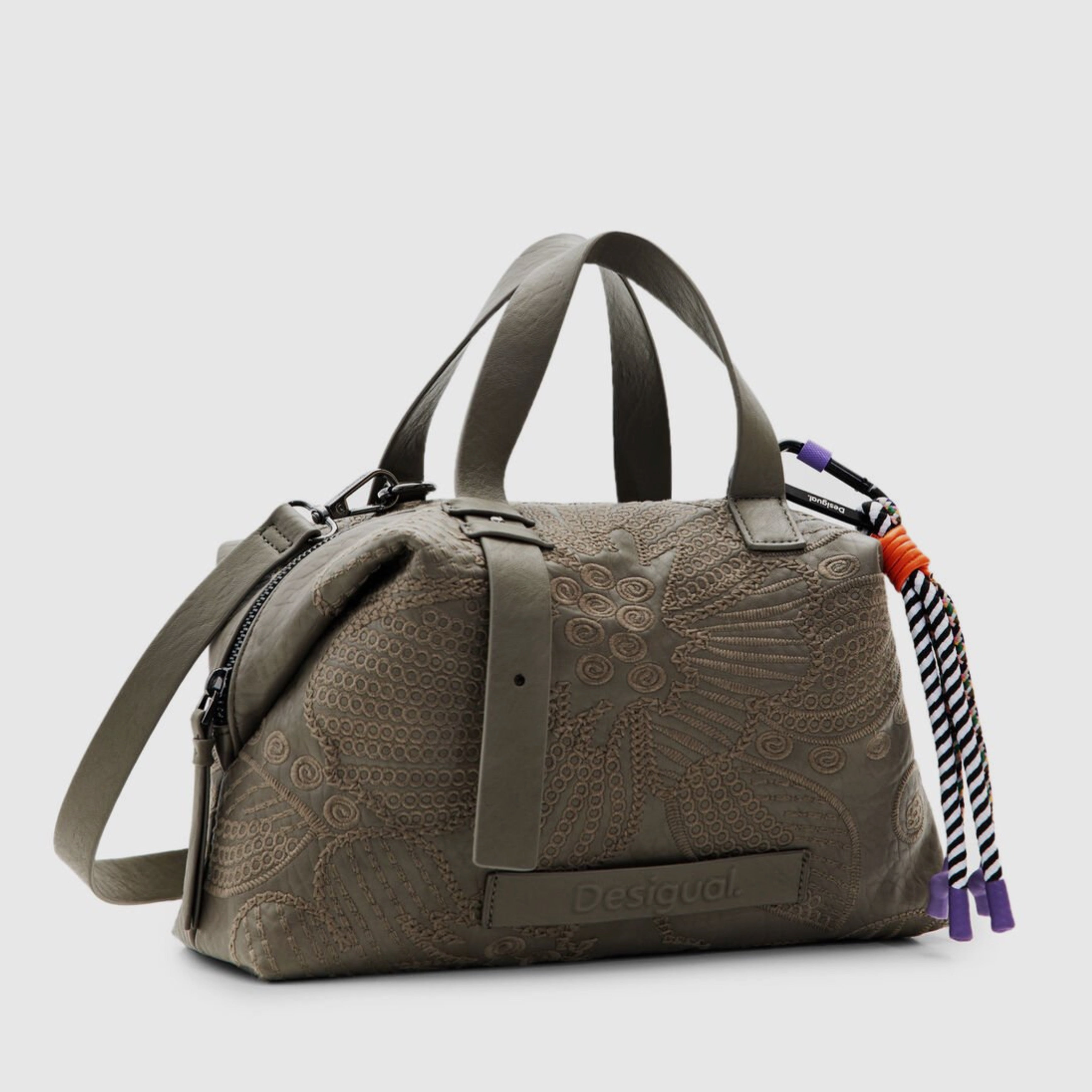 Дамска чанта Women’s floral embroidery shoulder bag Desigual 23WAXP18 2022U Olive green