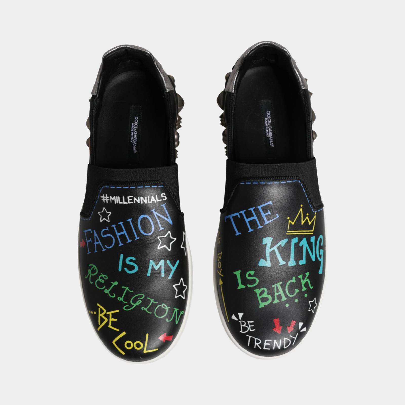 Dolce & Gabbana #Millennials Studded Graffiti Men Loafers