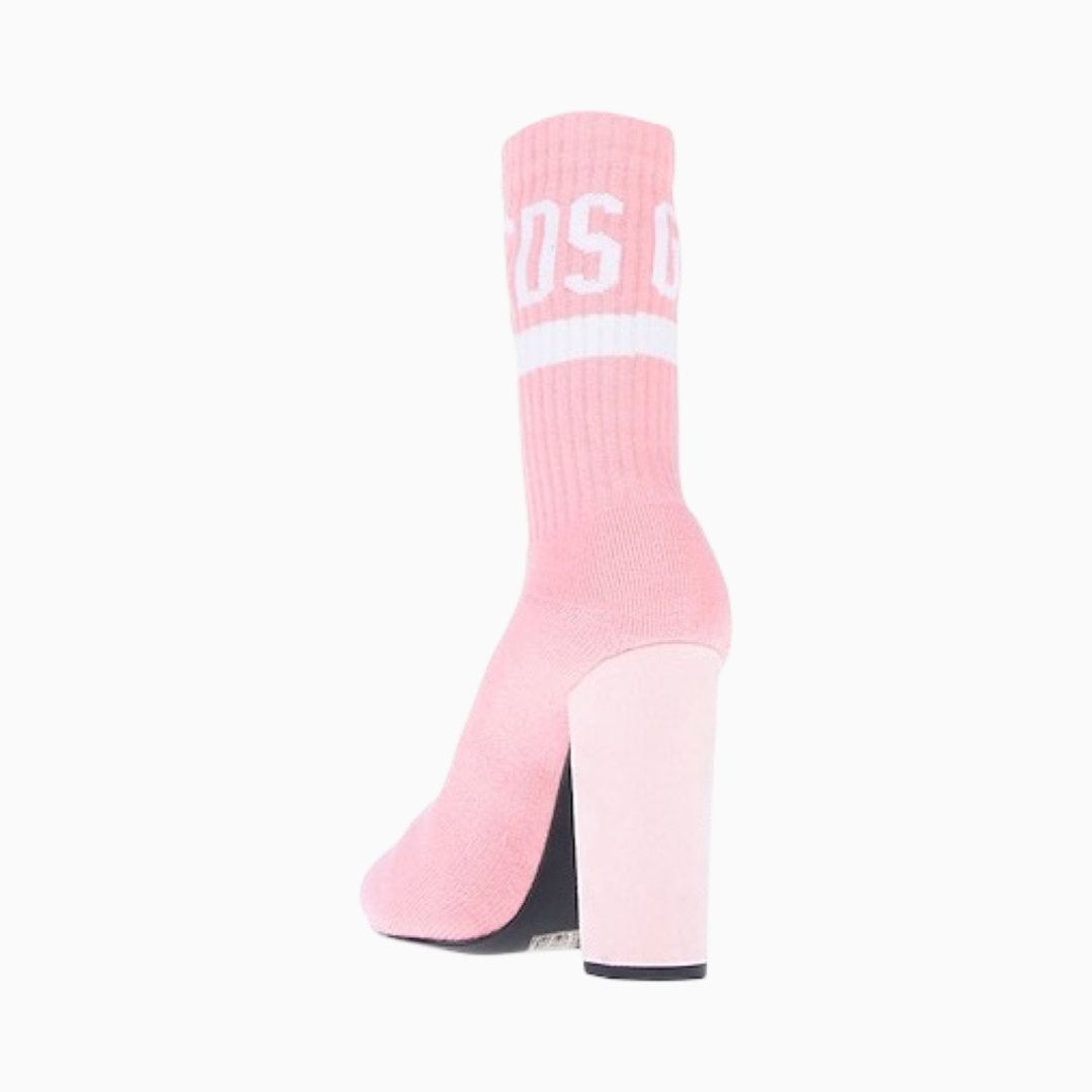 Дамски боти на ток тип чорап Women’s ankle boots GCDS pink