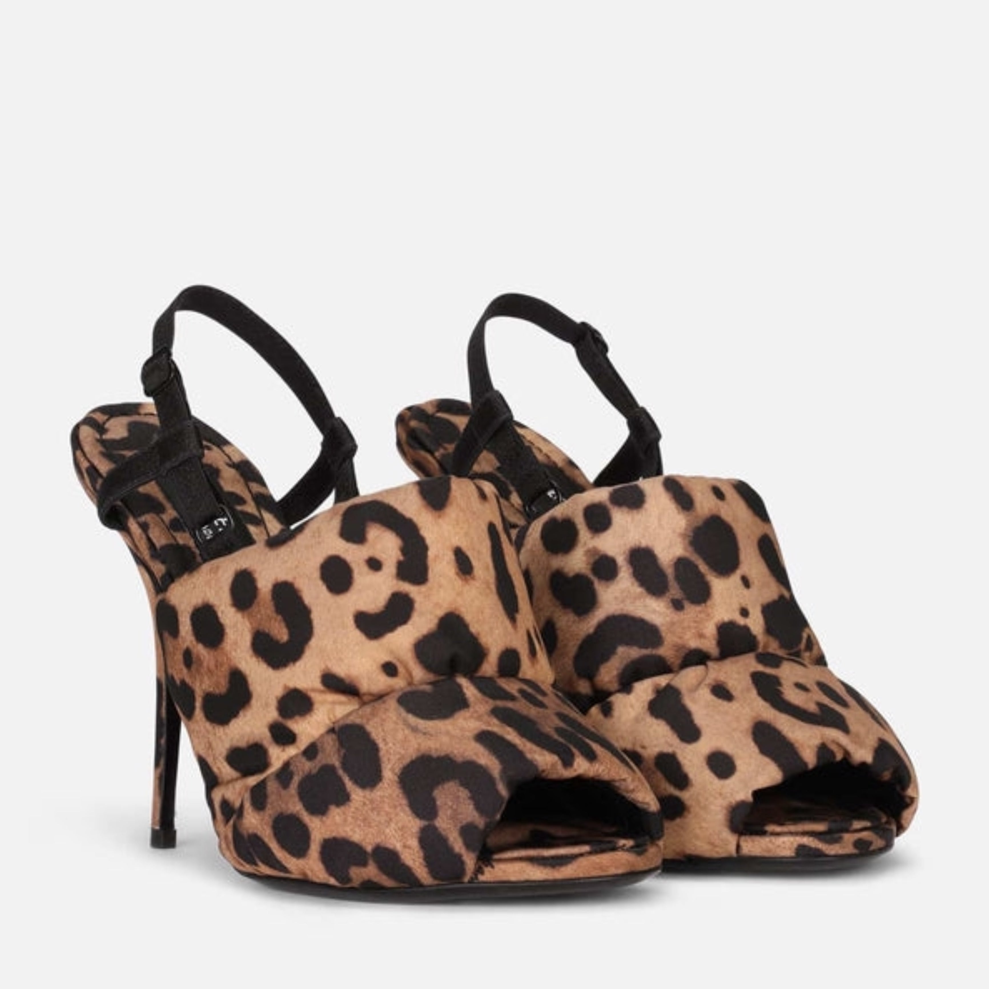Дамски леопардови сандали на висок ток Dolce & Gabbana Quilted Leopard Print Nylon Sandals Heels
