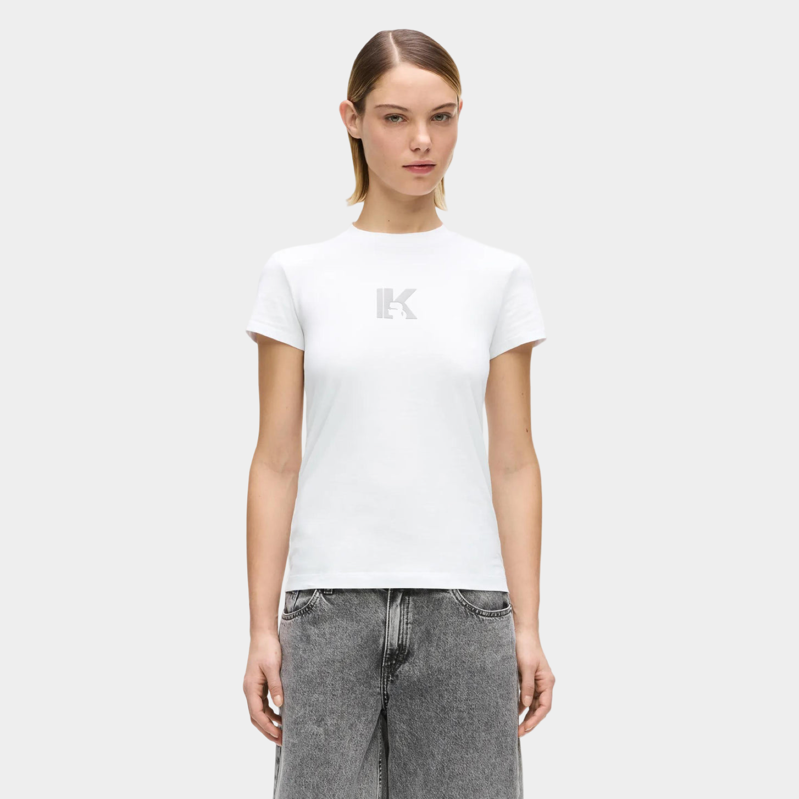 Дамска бяла тениска Karl Lagerfeld Jeans Women T-shirt B2W17064 100 Front View