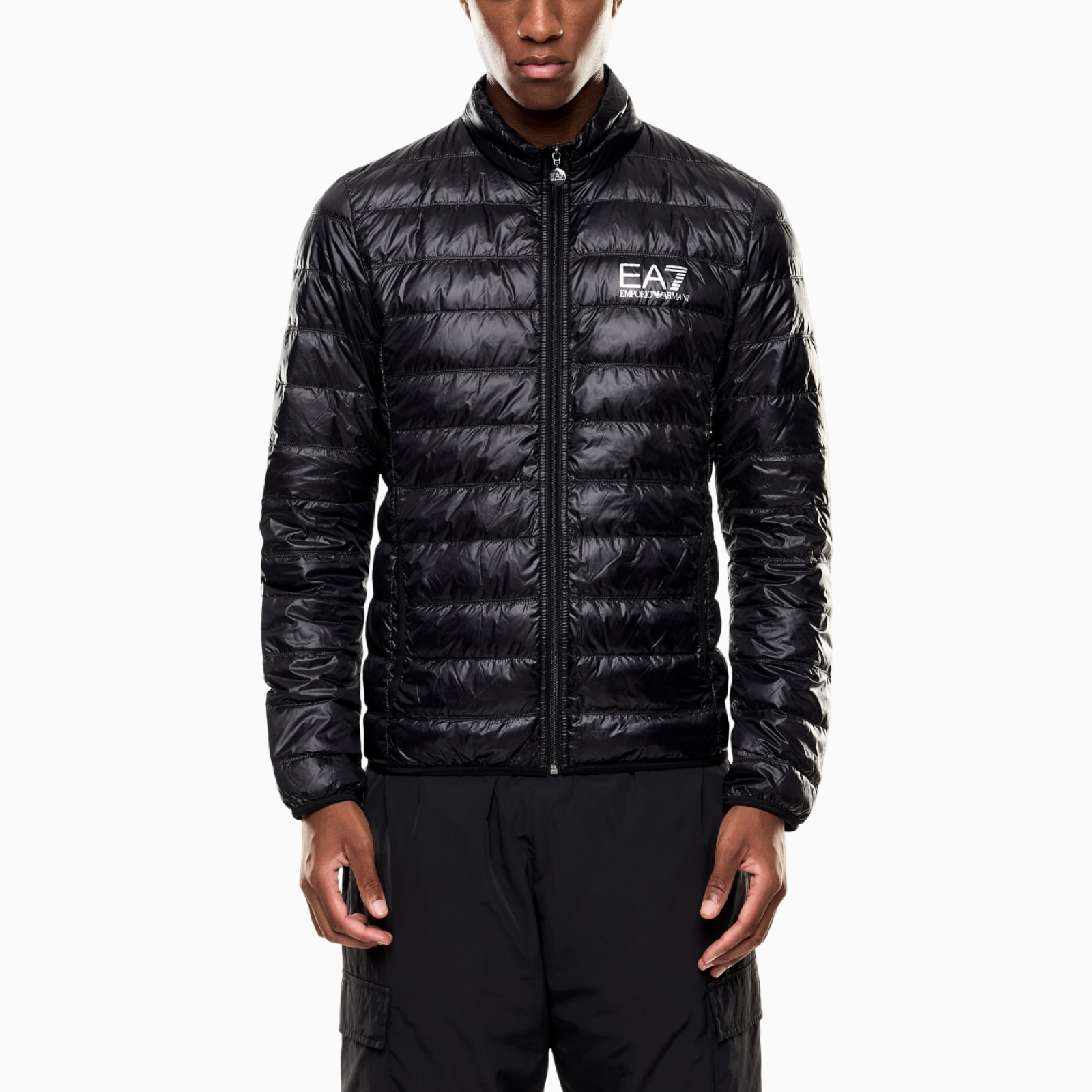 Мъжко черно пухено яке EA7 Emporio Armani Men Packable Puffer Jacket 8NPB01 PN29Z 1200 Front View