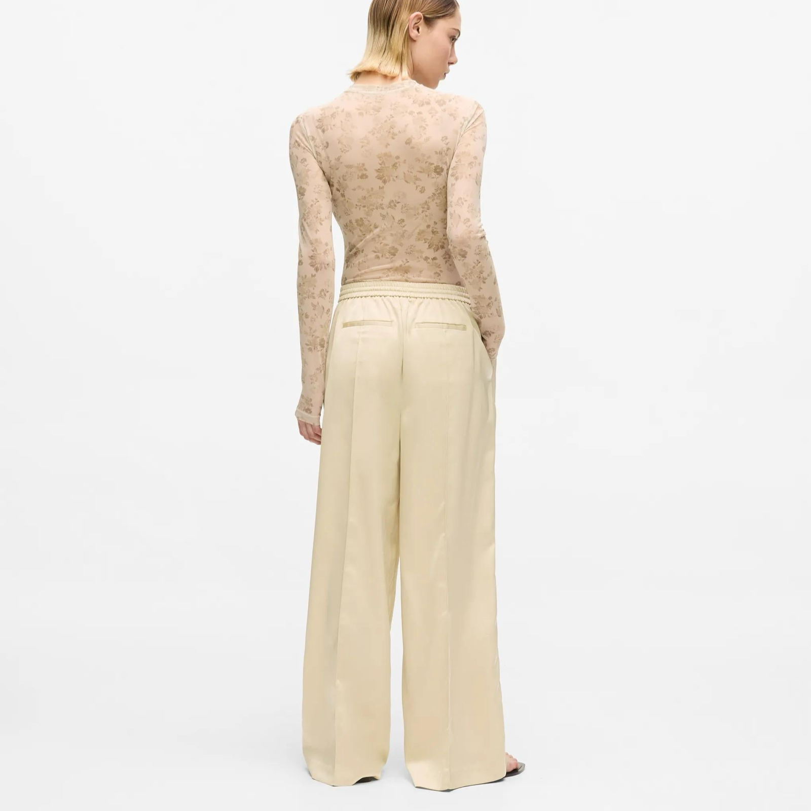 Дамски сатенени панталони Karl Lagerfeld Jeans Wide-Leg Satin Women Trousers B2W10058 2MW Back View