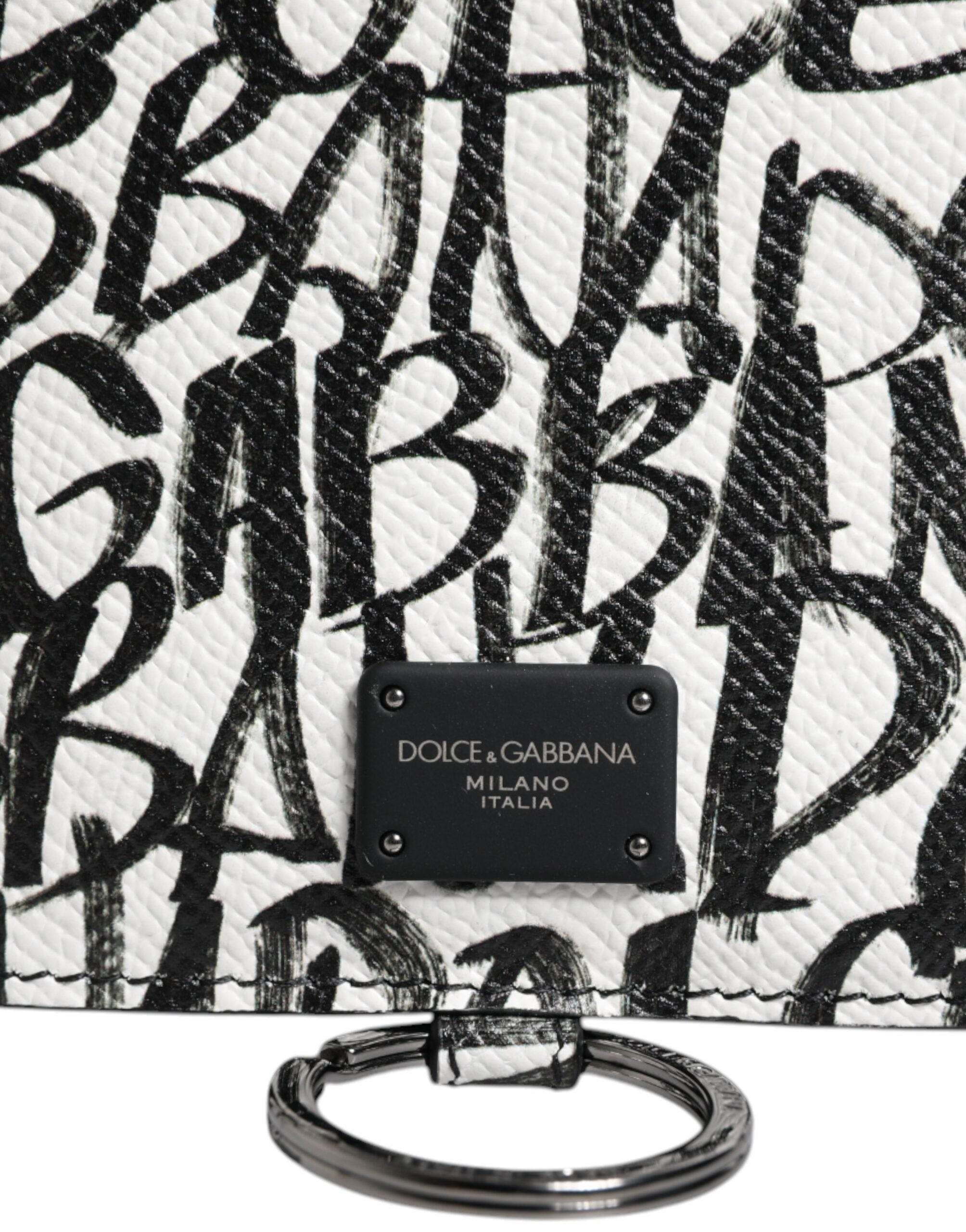 Портфейл Dolce &amp; Gabbana с бял кожен ремък с лого и държач за карти