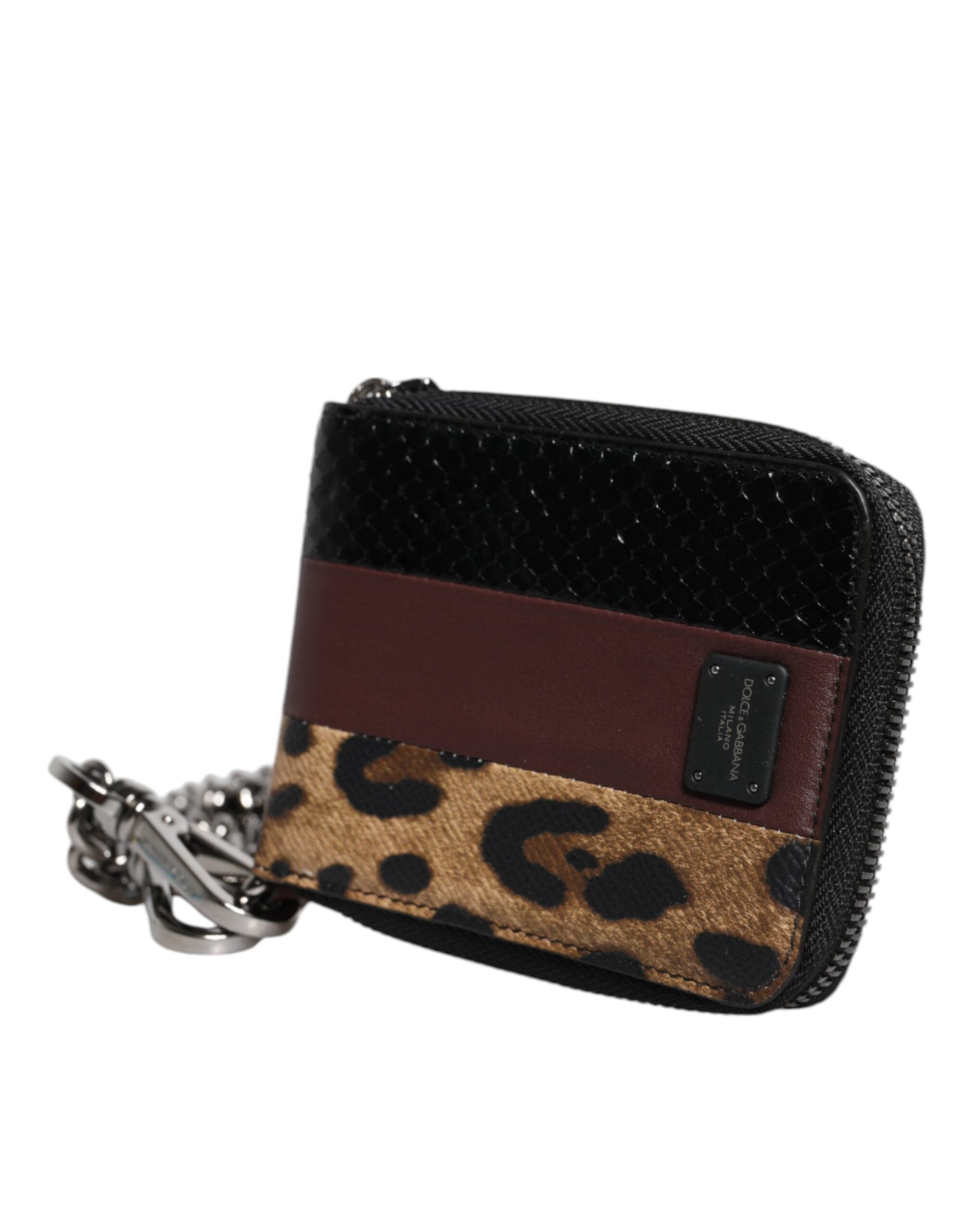 Dolce &amp; Gabbana Multicolor Leopard Leather DG Bifold Card Holder Портфейл