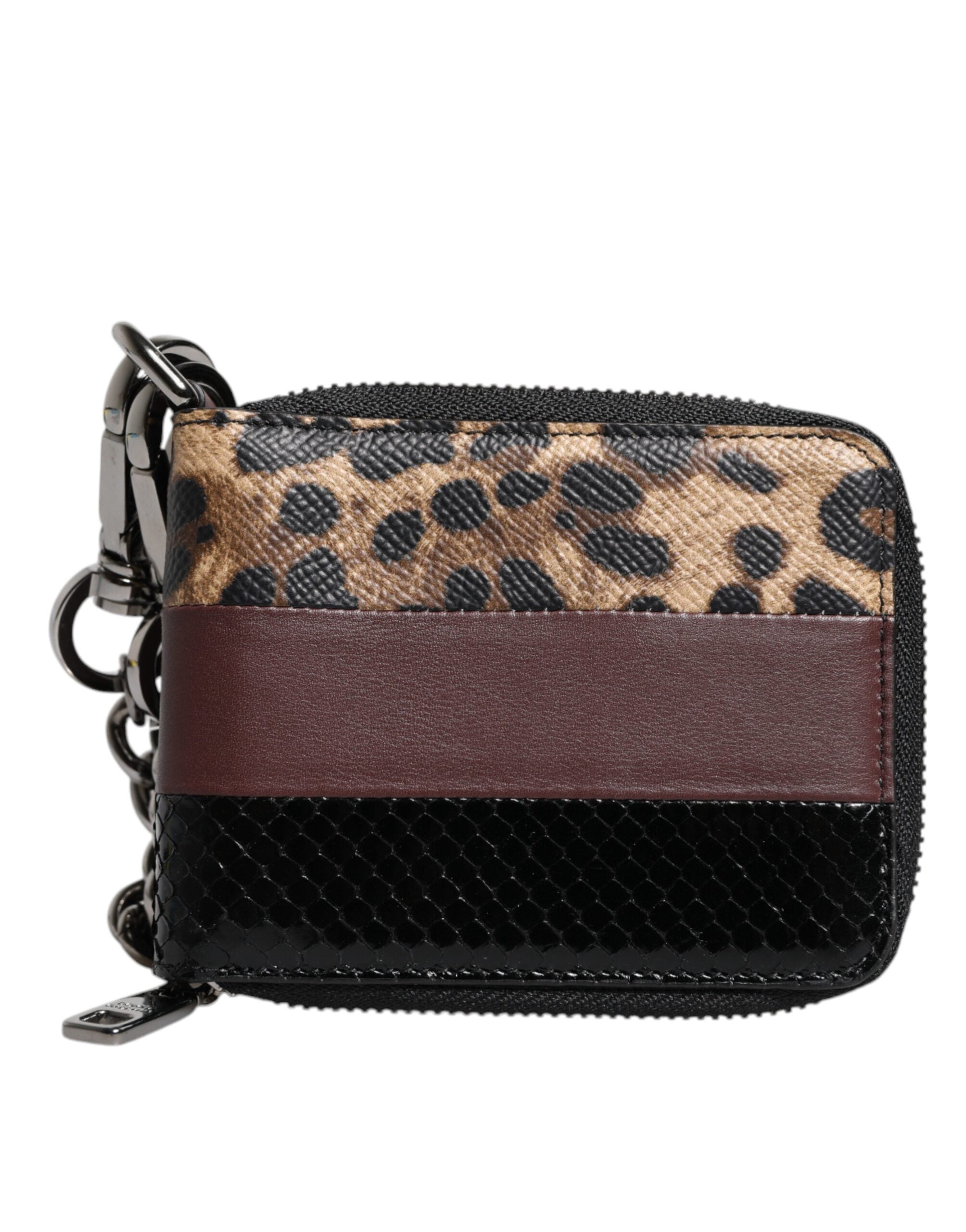 Dolce &amp; Gabbana Multicolor Leopard Leather DG Bifold Card Holder Портфейл