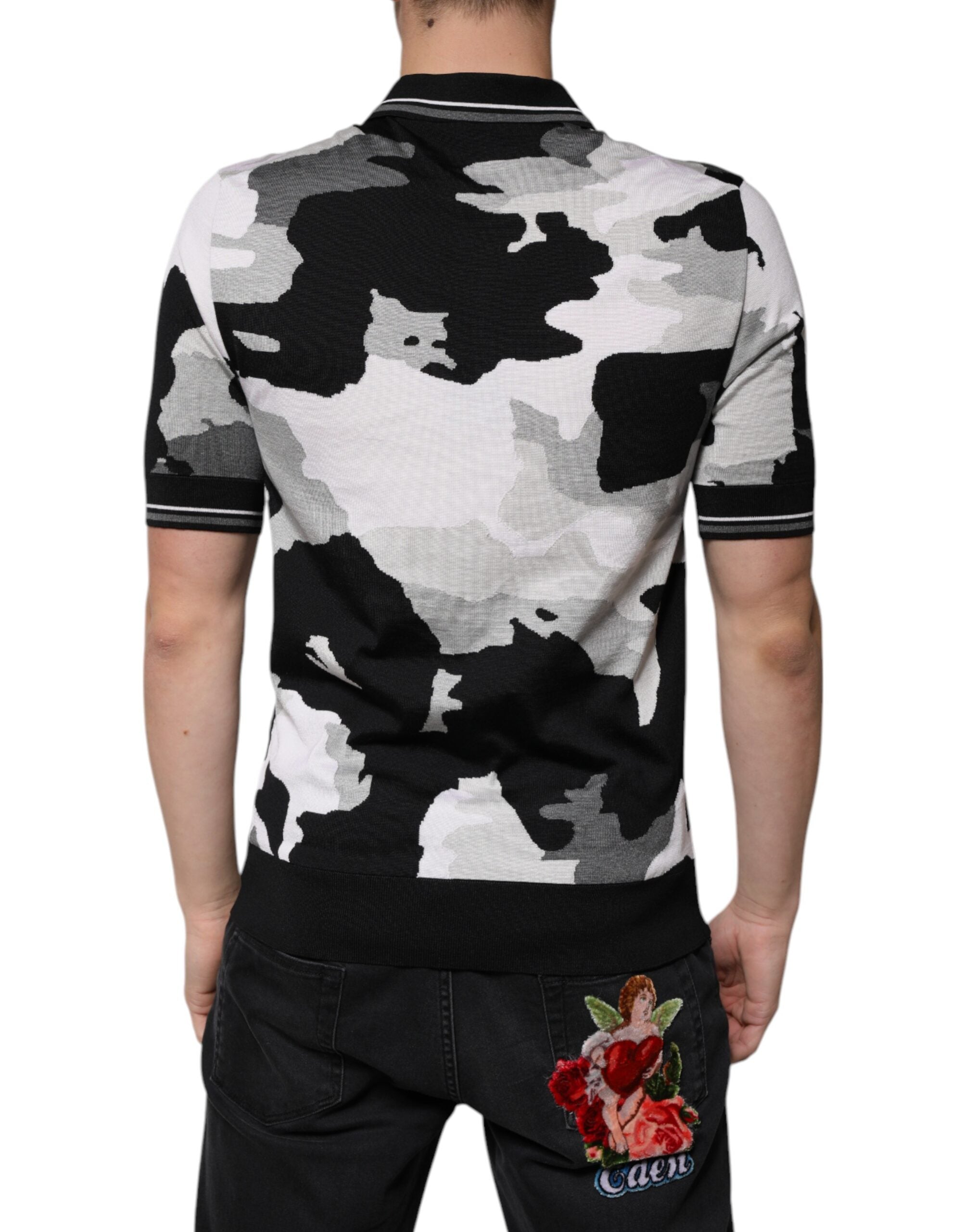 Многоцветна поло тениска с яка и камуфлаж Dolce &amp; Gabbana