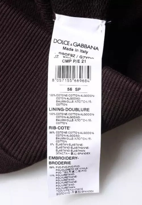 Кафяв памучен мъжки суичър с качулка Dolce &amp; Gabbana