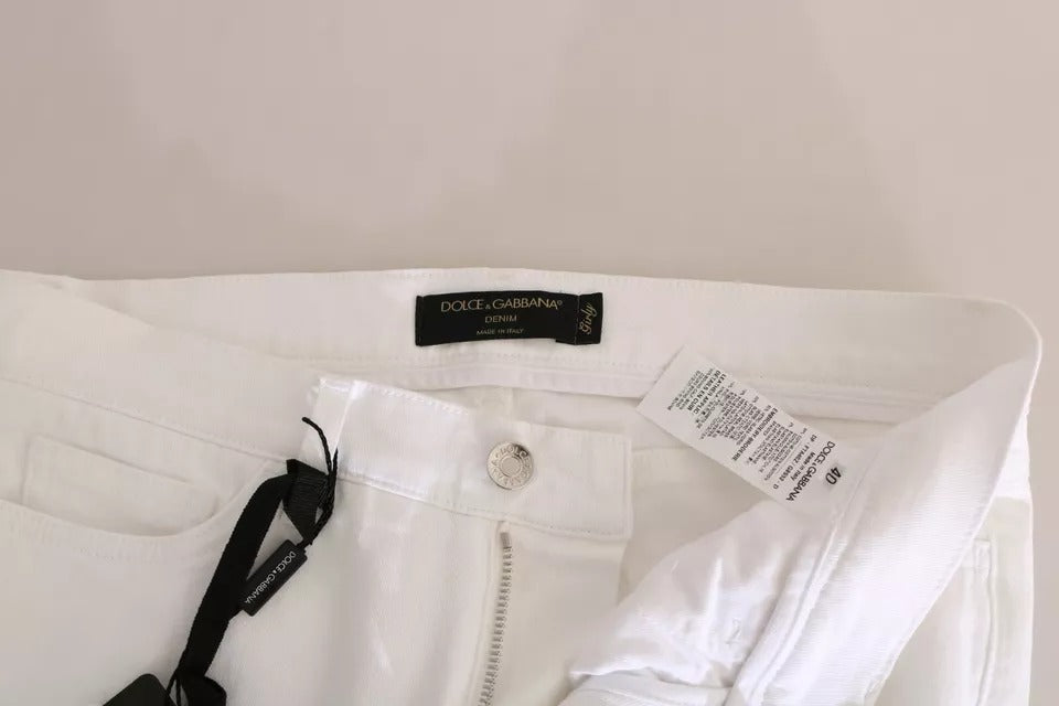 Тесни дънки Dolce &amp; Gabbana, украсени с бели кристали