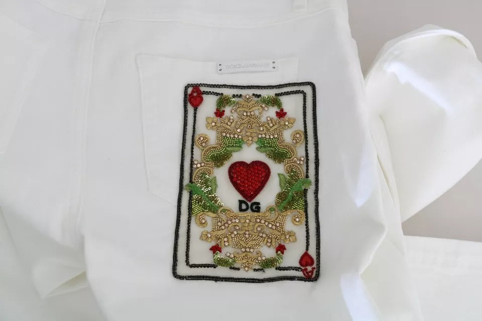 Тесни дънки Dolce &amp; Gabbana, украсени с бели кристали