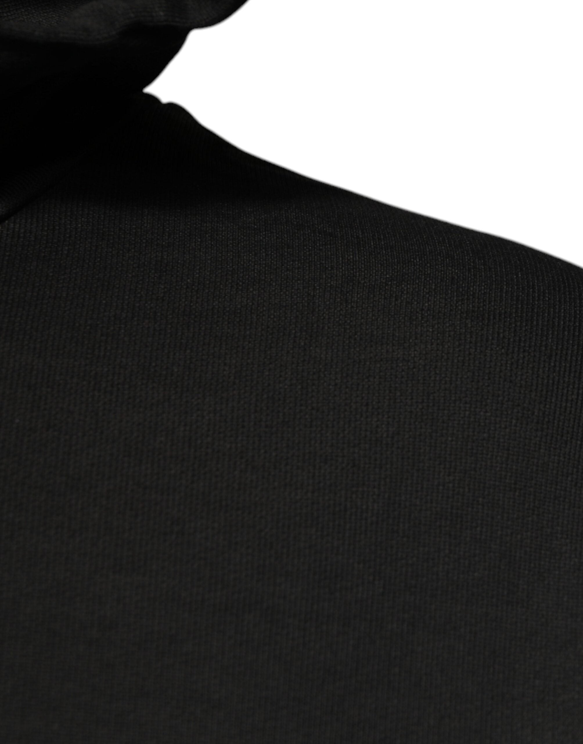 Черен памучен пуловер DG Shield с качулка Dolce &amp; Gabbana