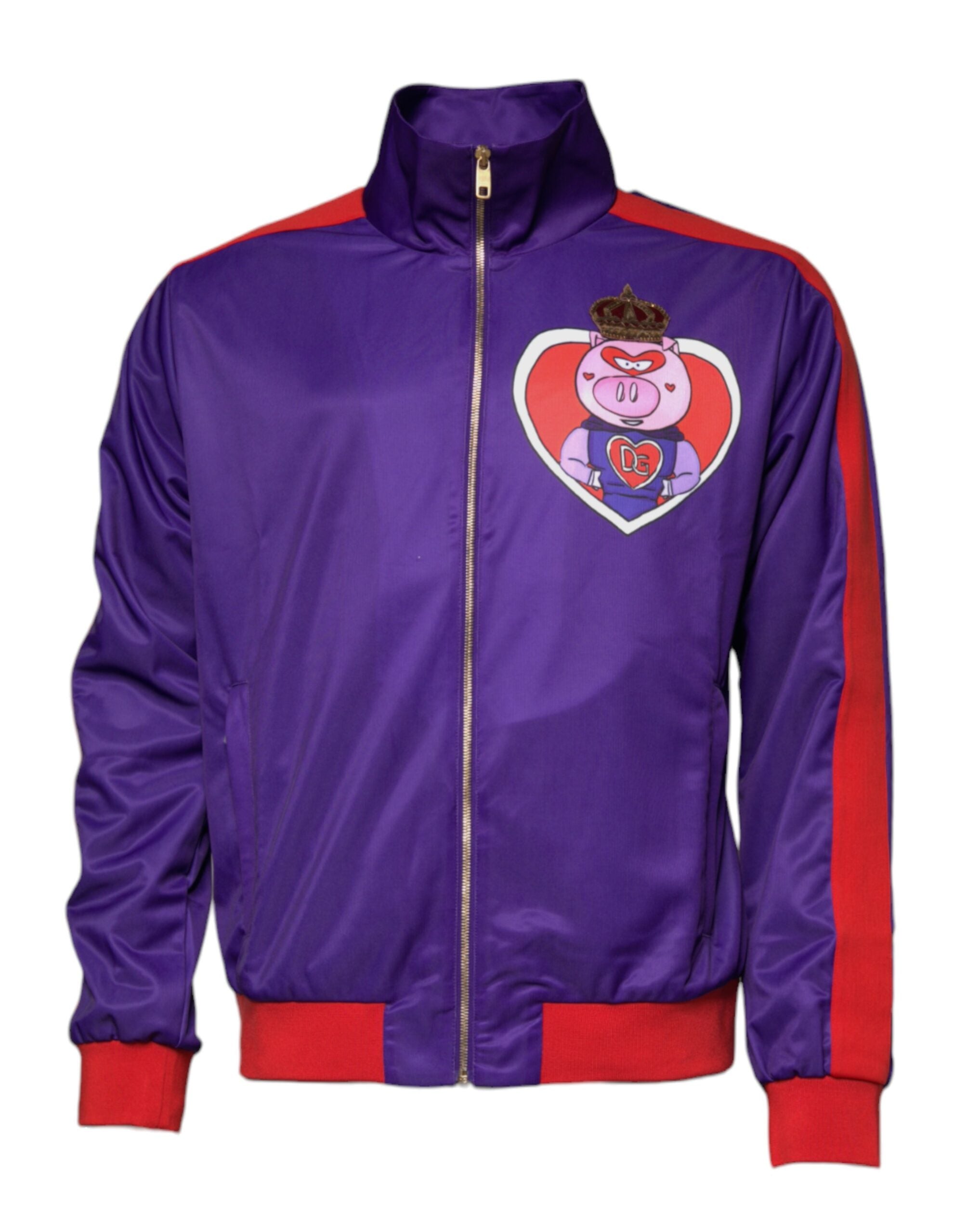 Dolce &amp; Gabbana Purple Year of the Pig Bomber пуловер с пълен цип