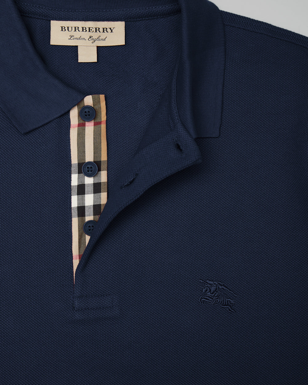 Тъмносиня памучна поло тениска с яка на Burberry