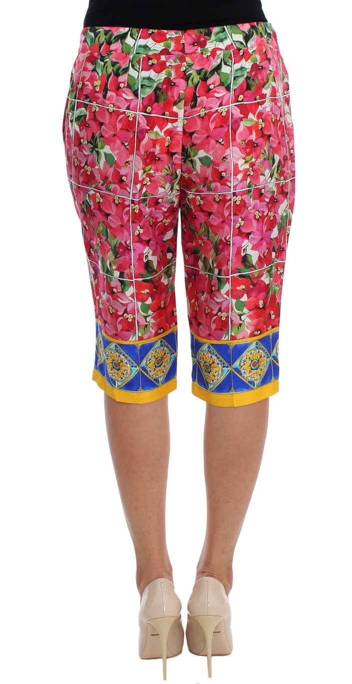 Dolce &amp; Gabbana многоцветен копринен панталон с флорални капри