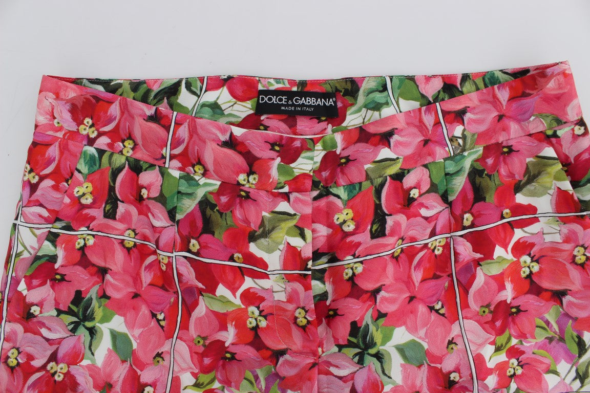 Dolce &amp; Gabbana многоцветен копринен панталон с флорални капри